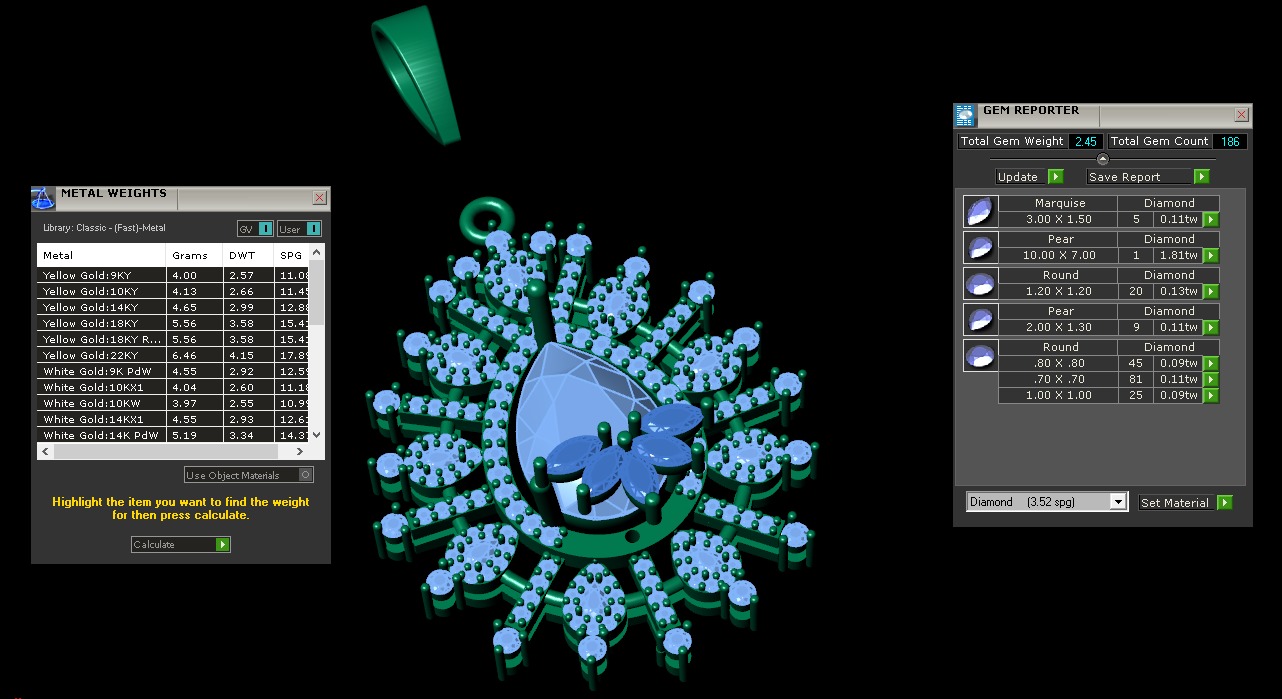 Pear Gold Pendant with ruby gem 3D print model_5