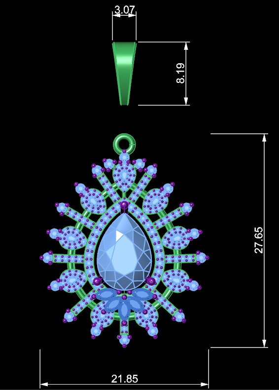 Pear Gold Pendant with ruby gem 3D print model_3