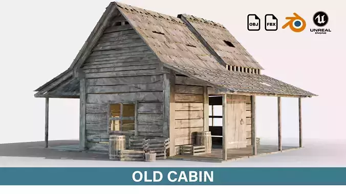 Old Cabin Low-poly 3D model
