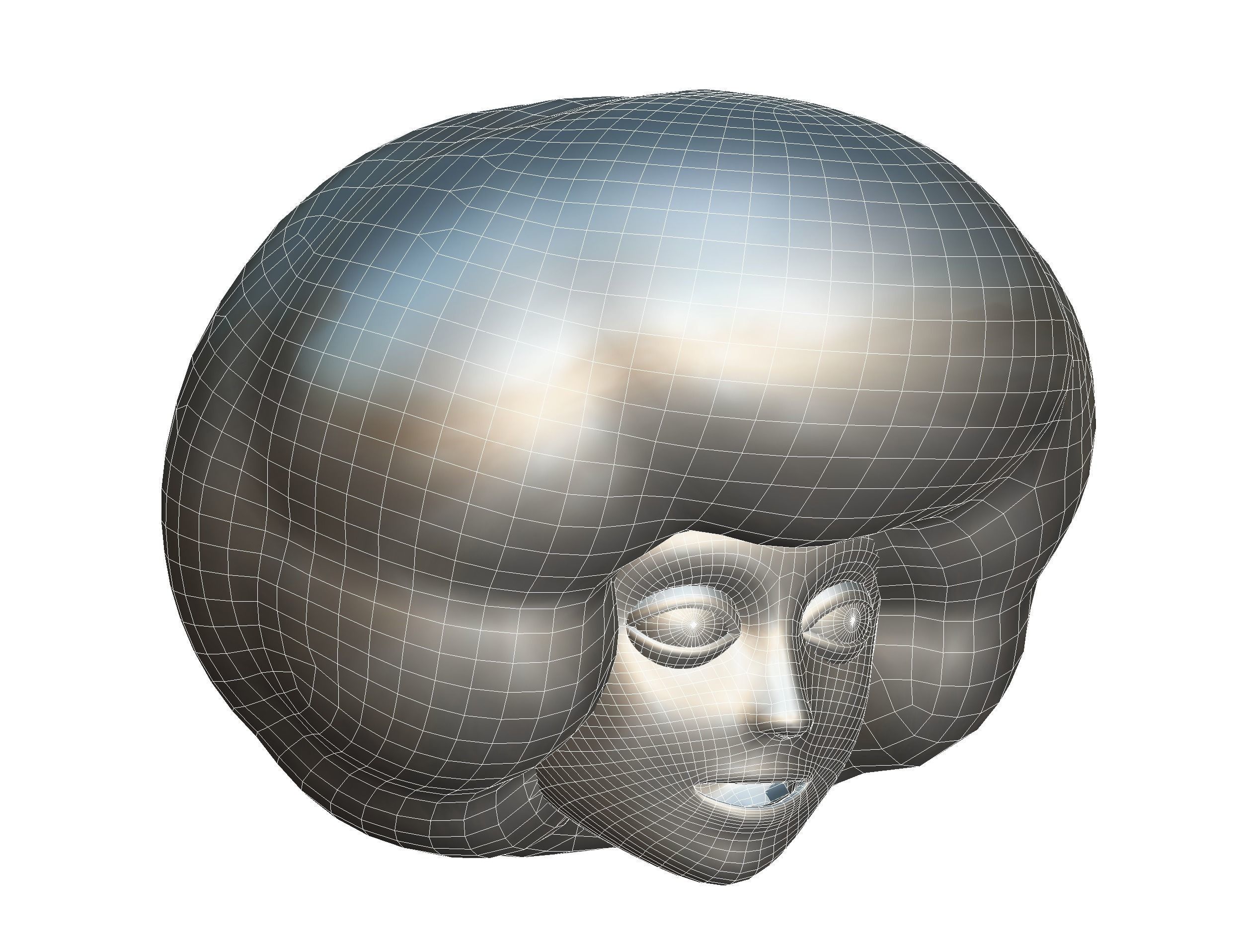 Gold Yellow Afro Hair Cartoon Young Head Wig Low-poly 3D model_16