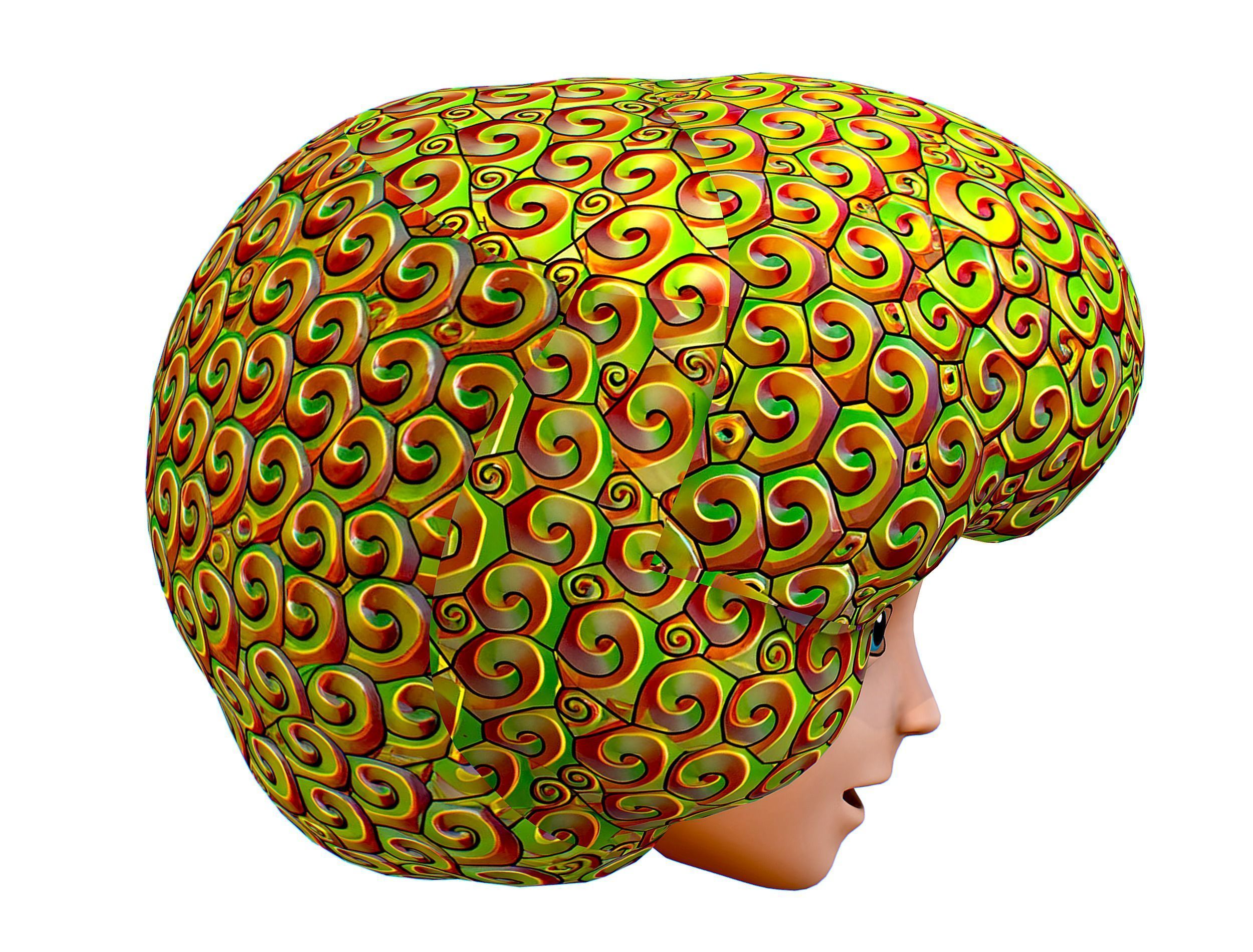 Gold Yellow Afro Hair Cartoon Young Head Wig Low-poly 3D model_8