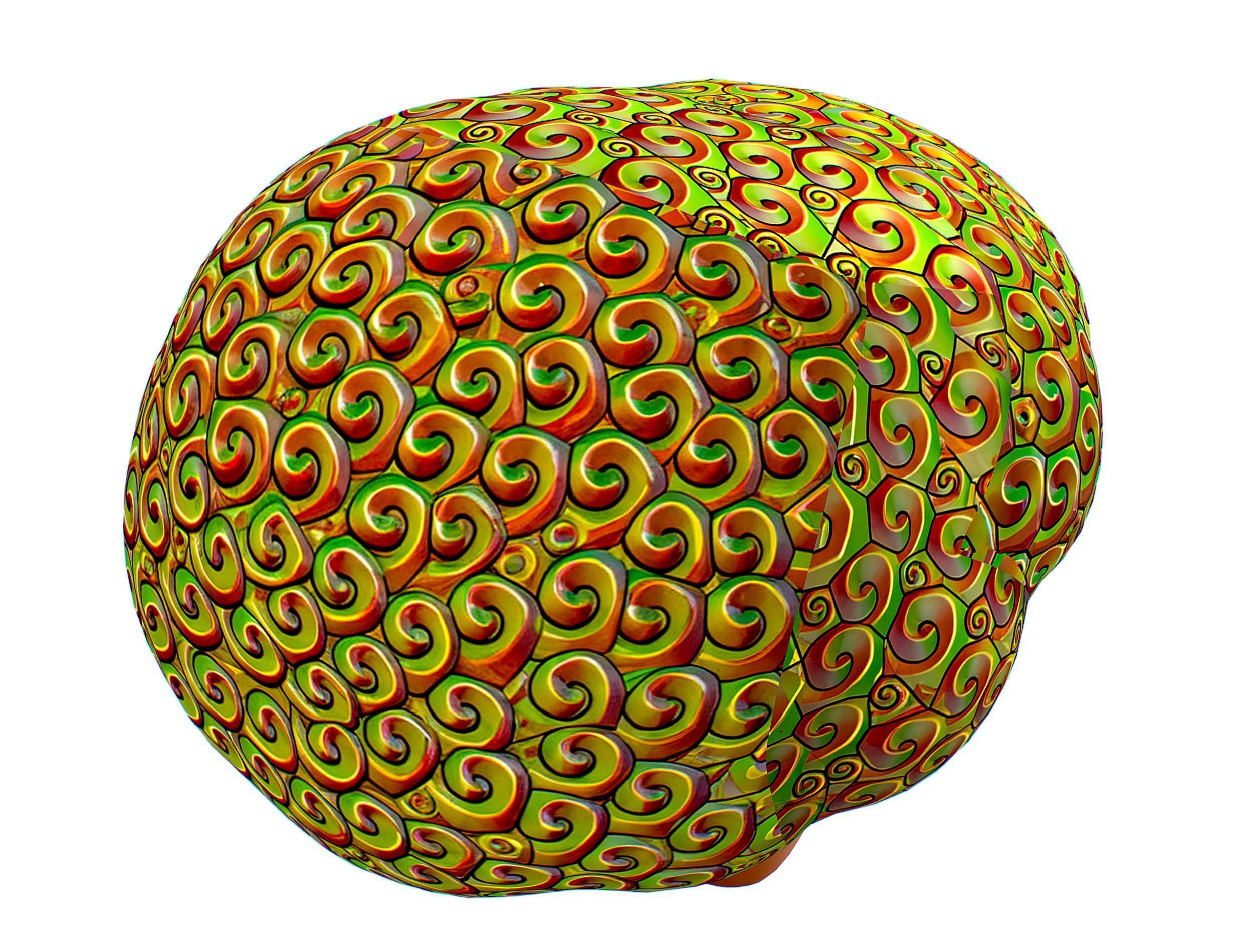 Gold Yellow Afro Hair Cartoon Young Head Wig Low-poly 3D model_7