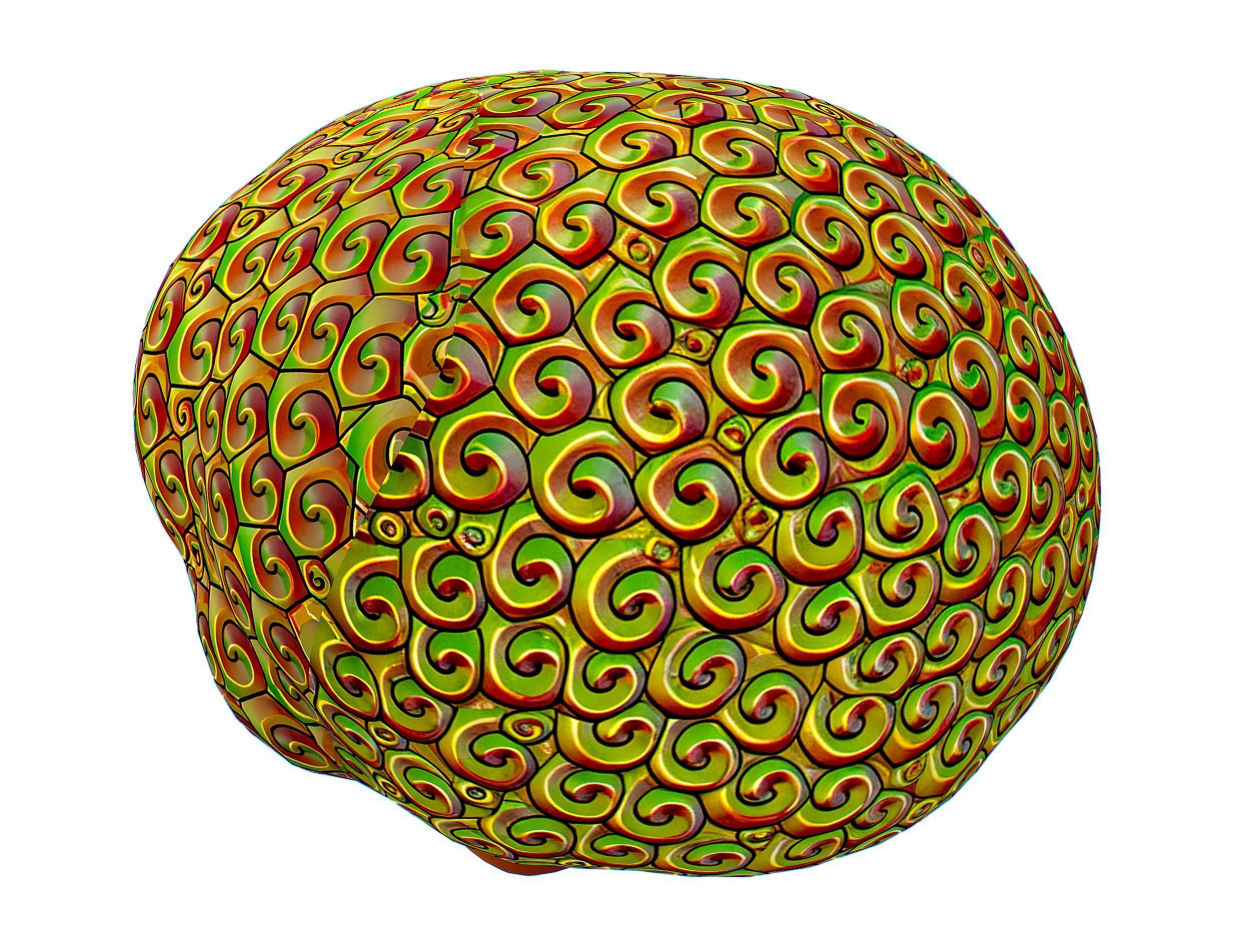 Gold Yellow Afro Hair Cartoon Young Head Wig Low-poly 3D model_5