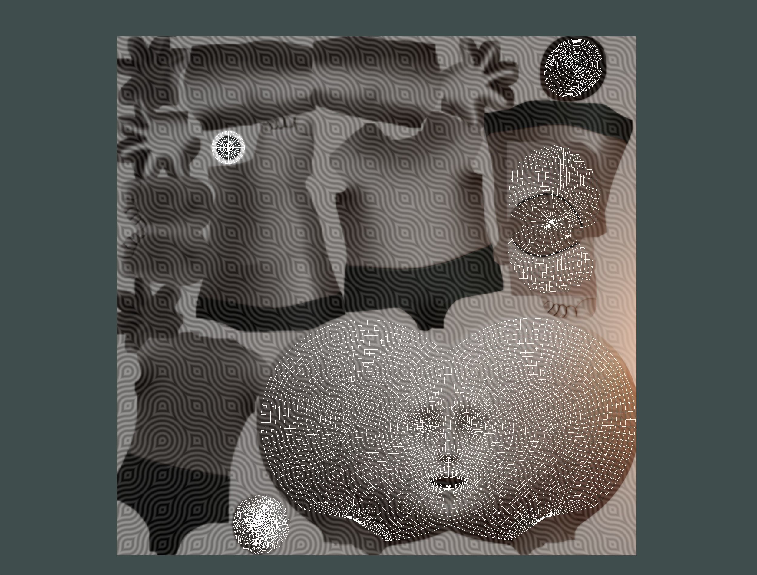 Gold Yellow Afro Hair Cartoon Young Head Wig Low-poly 3D model_19