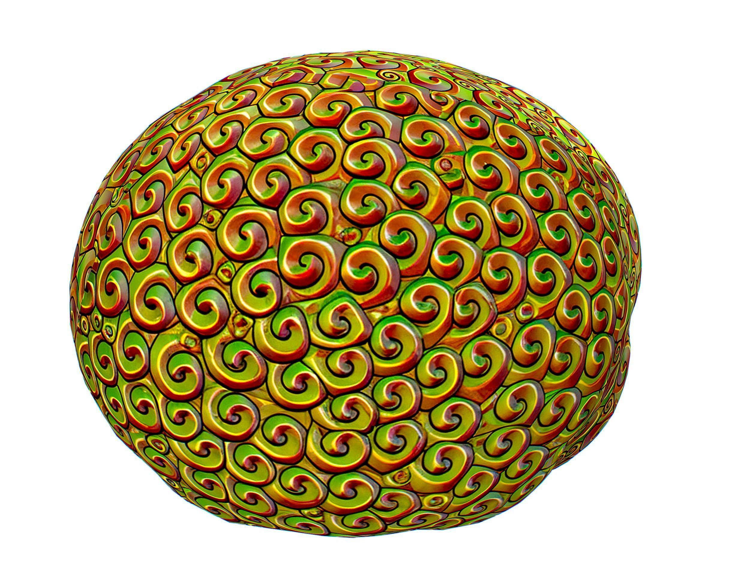 Gold Yellow Afro Hair Cartoon Young Head Wig Low-poly 3D model_6