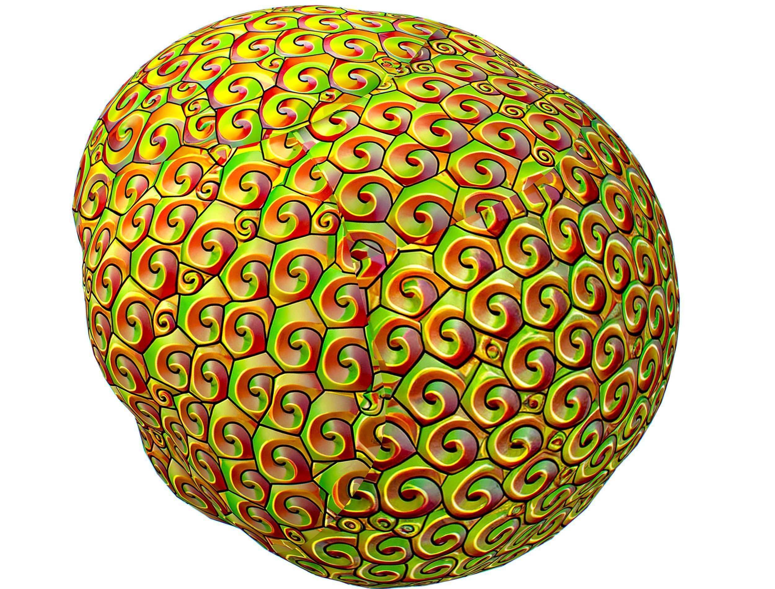 Gold Yellow Afro Hair Cartoon Young Head Wig Low-poly 3D model_12