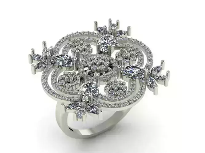 Flower circular diamond ring 