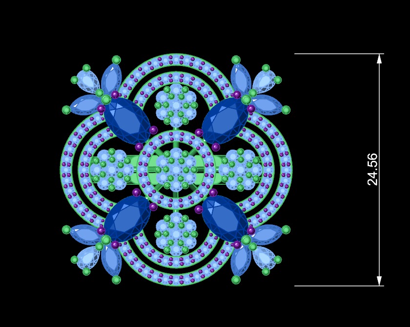 Flower circular diamond ring  3D print model_3