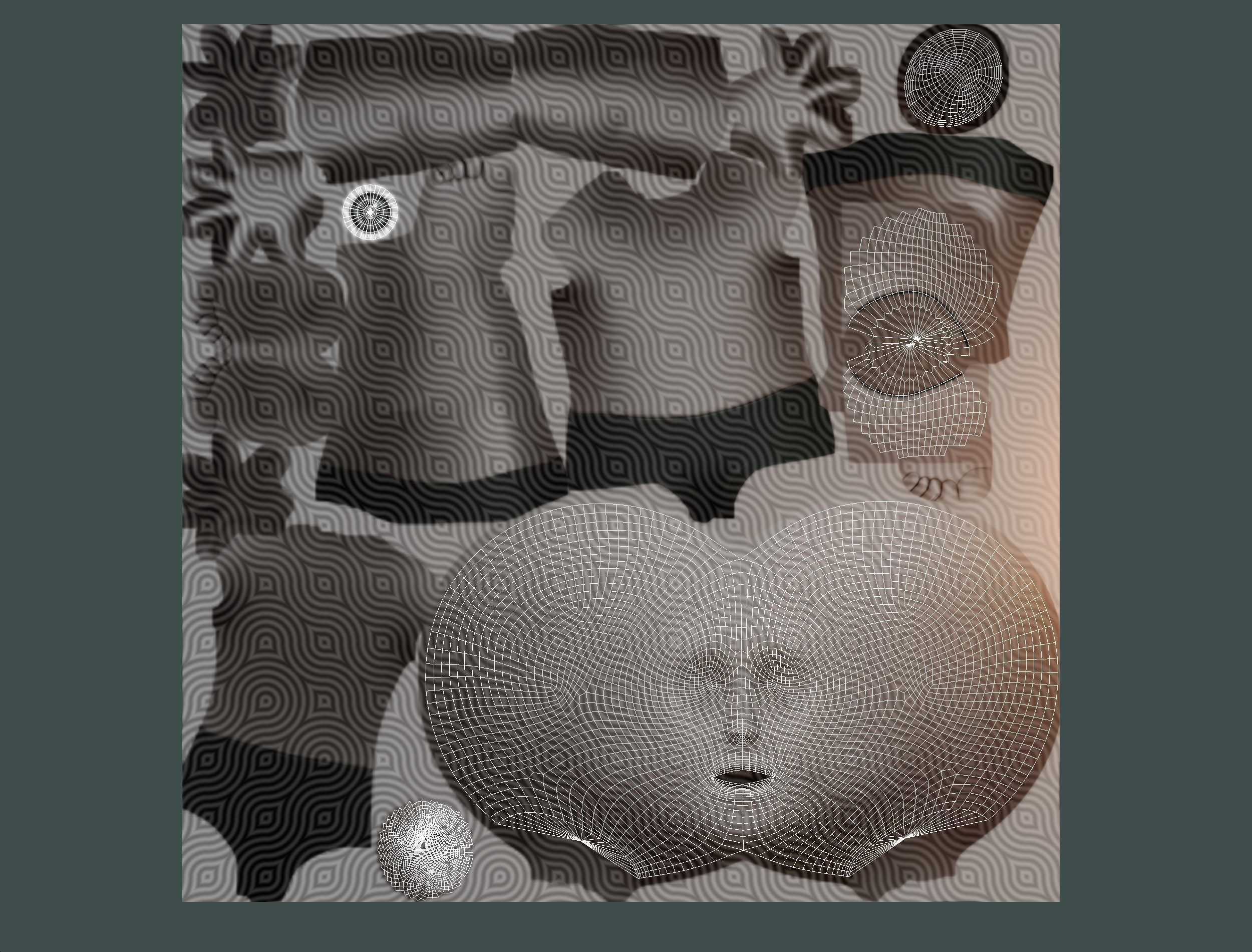 Stylized Afro Pink Neon Hair Multicolor Hot Wig Low-poly 3D model_19