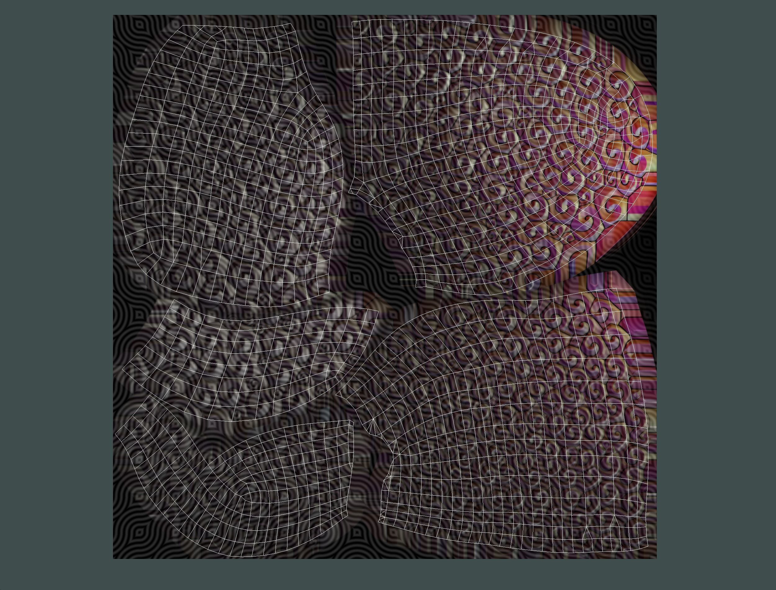 Stylized Afro Pink Neon Hair Multicolor Hot Wig Low-poly 3D model_20