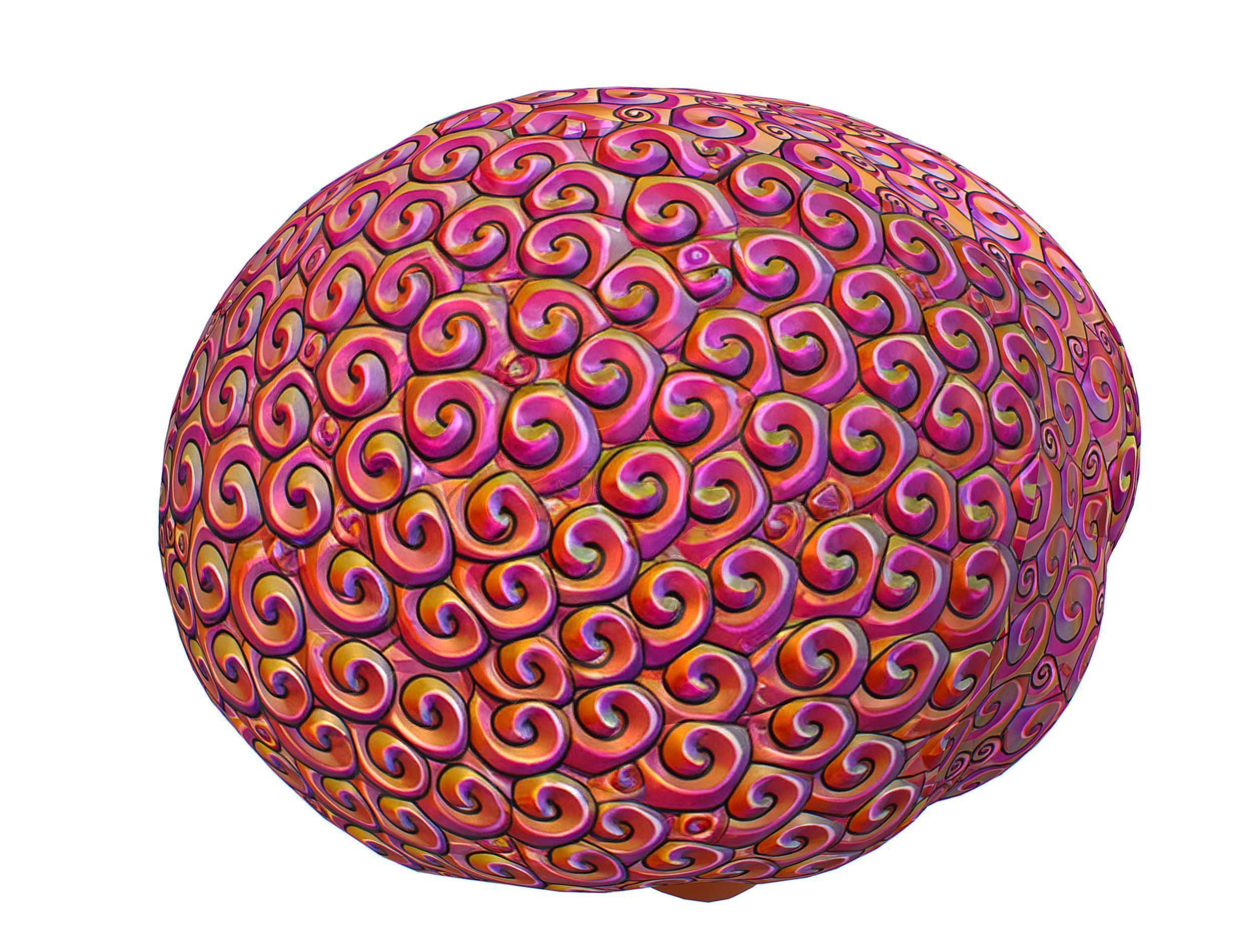 Stylized Afro Pink Neon Hair Multicolor Hot Wig Low-poly 3D model_6