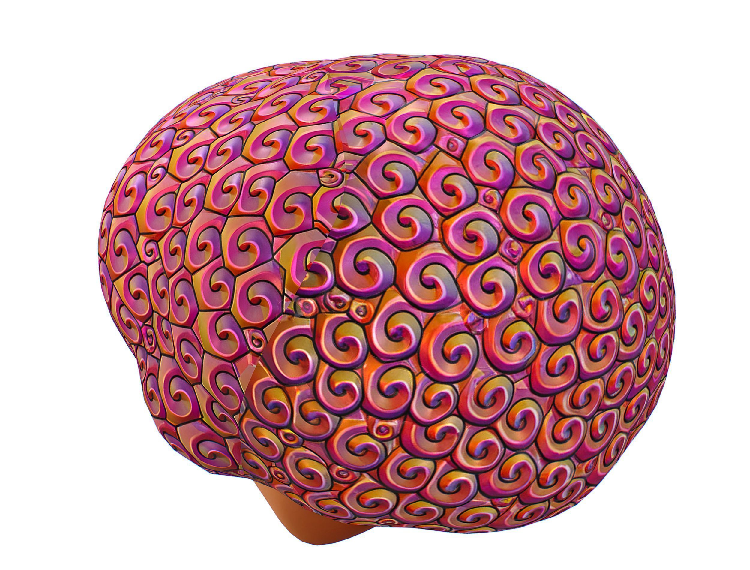 Stylized Afro Pink Neon Hair Multicolor Hot Wig Low-poly 3D model_4