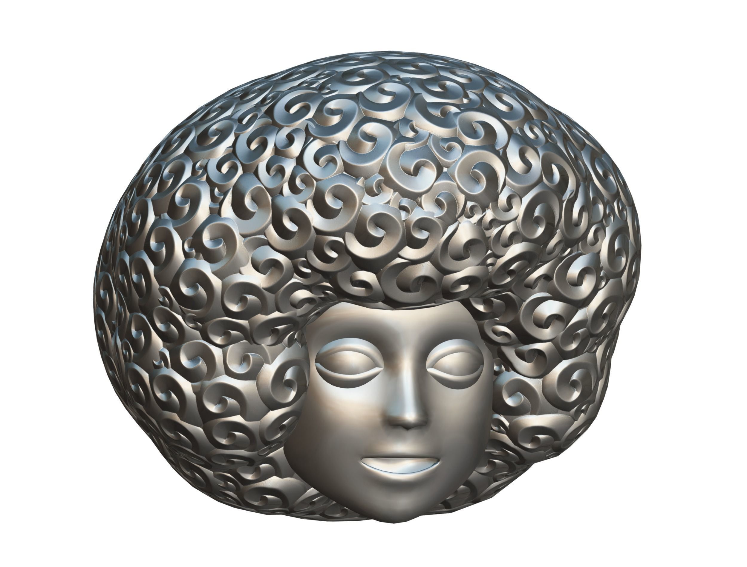 Stylized Afro Pink Neon Hair Multicolor Hot Wig Low-poly 3D model_17