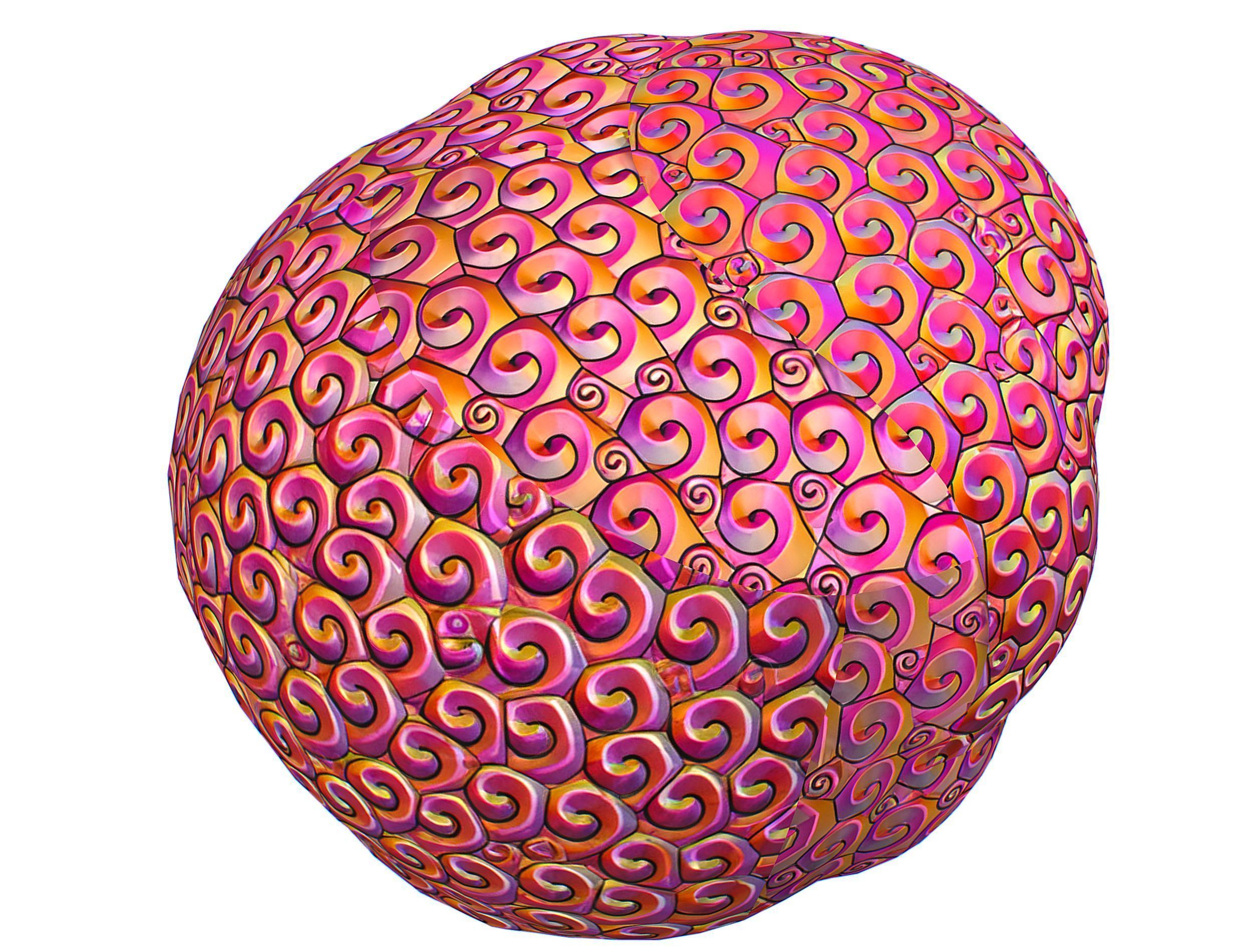 Stylized Afro Pink Neon Hair Multicolor Hot Wig Low-poly 3D model_13