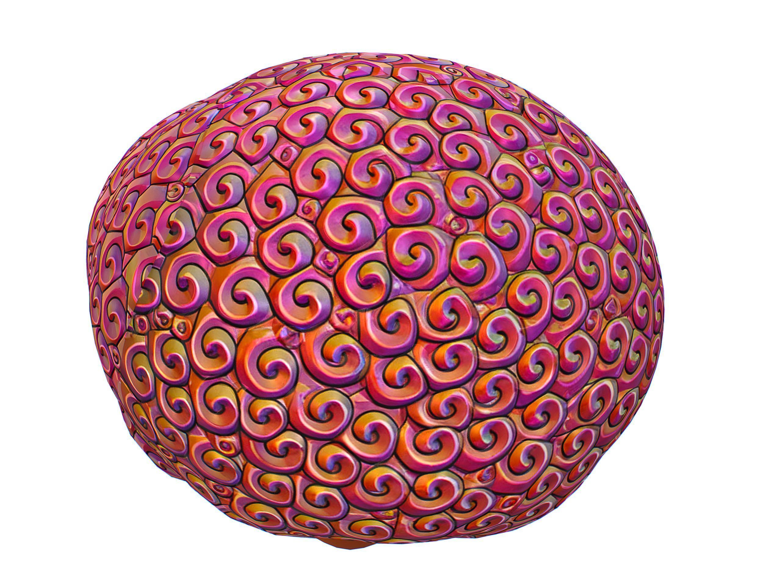 Stylized Afro Pink Neon Hair Multicolor Hot Wig Low-poly 3D model_5