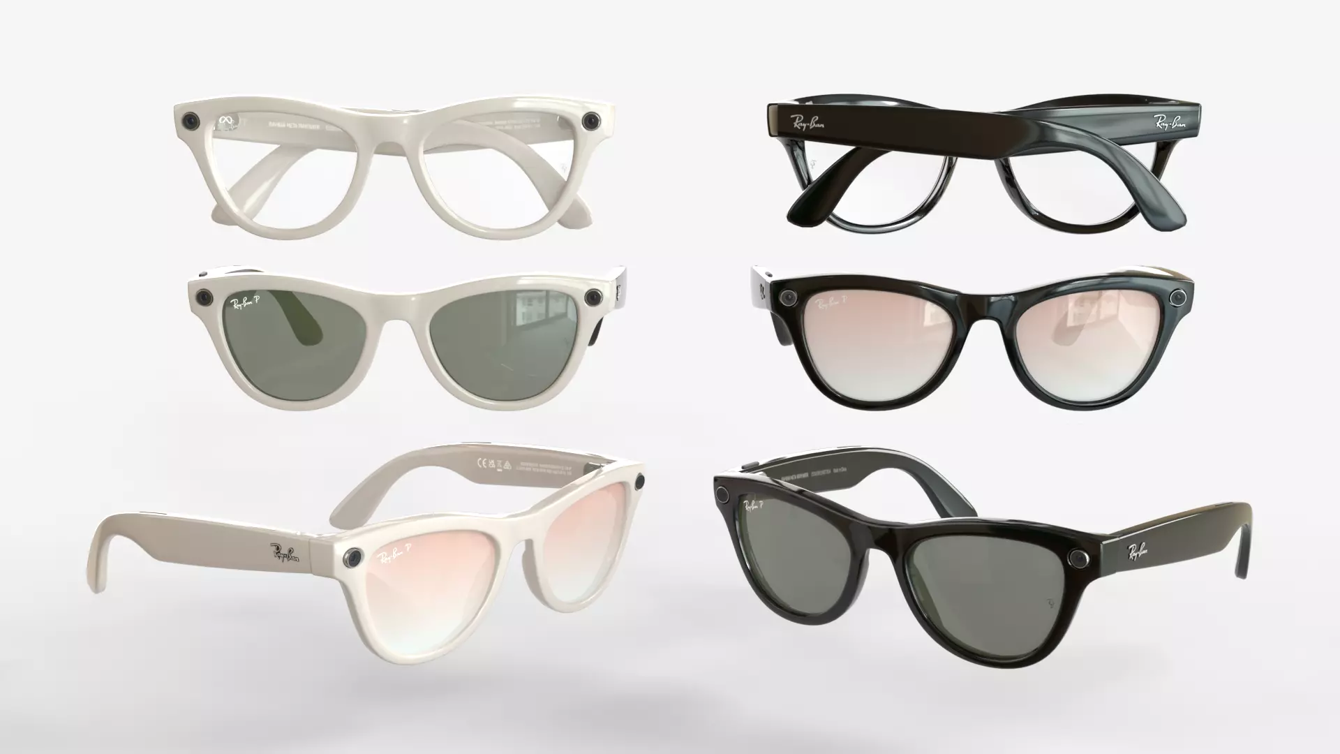 Ray-Ban Meta Skyler Shiny Chalky and Shiny Black 3D model