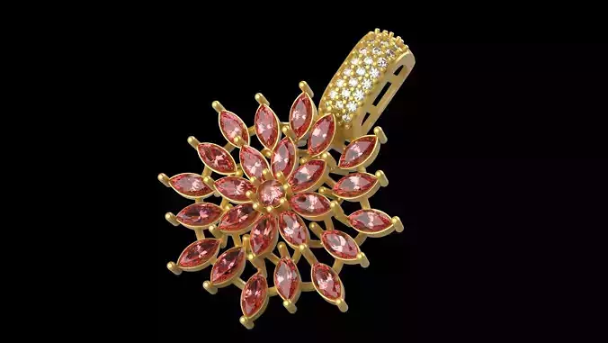 Marquise Flower Pendant - 0027 