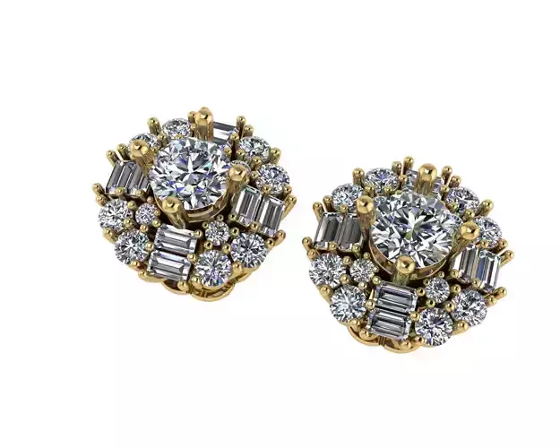 Diamond earring 3d render