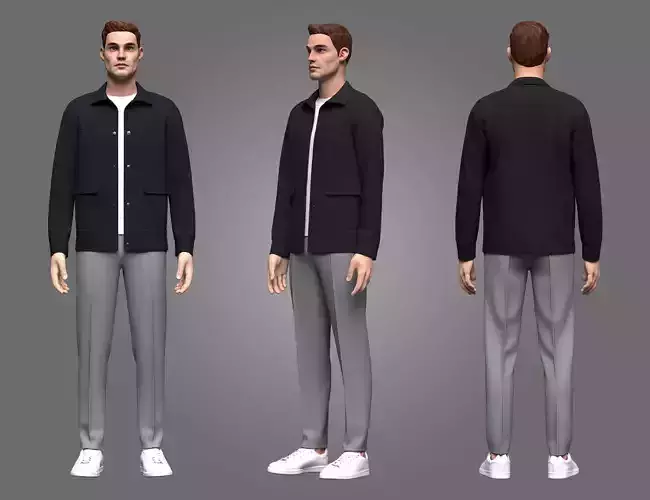 Male Jacket T-shirt and Pant Outfit