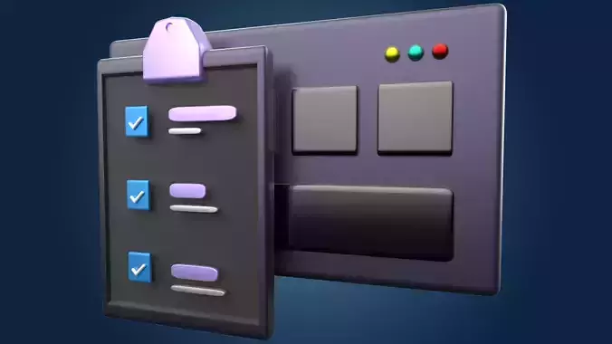 3D app web Icon Low-poly 3D model-03