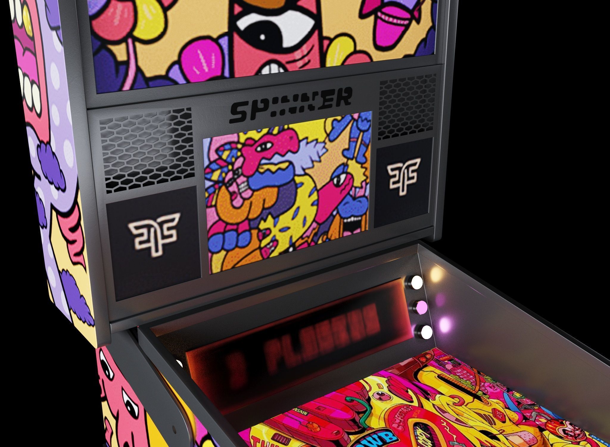 Pinball machine Low-poly 3D model_6