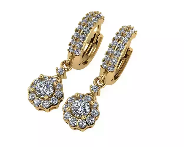 Diamond earring 3d render