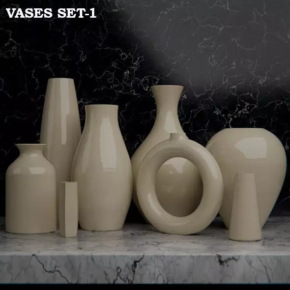 Set de vasijas de ceramica  3D model_0