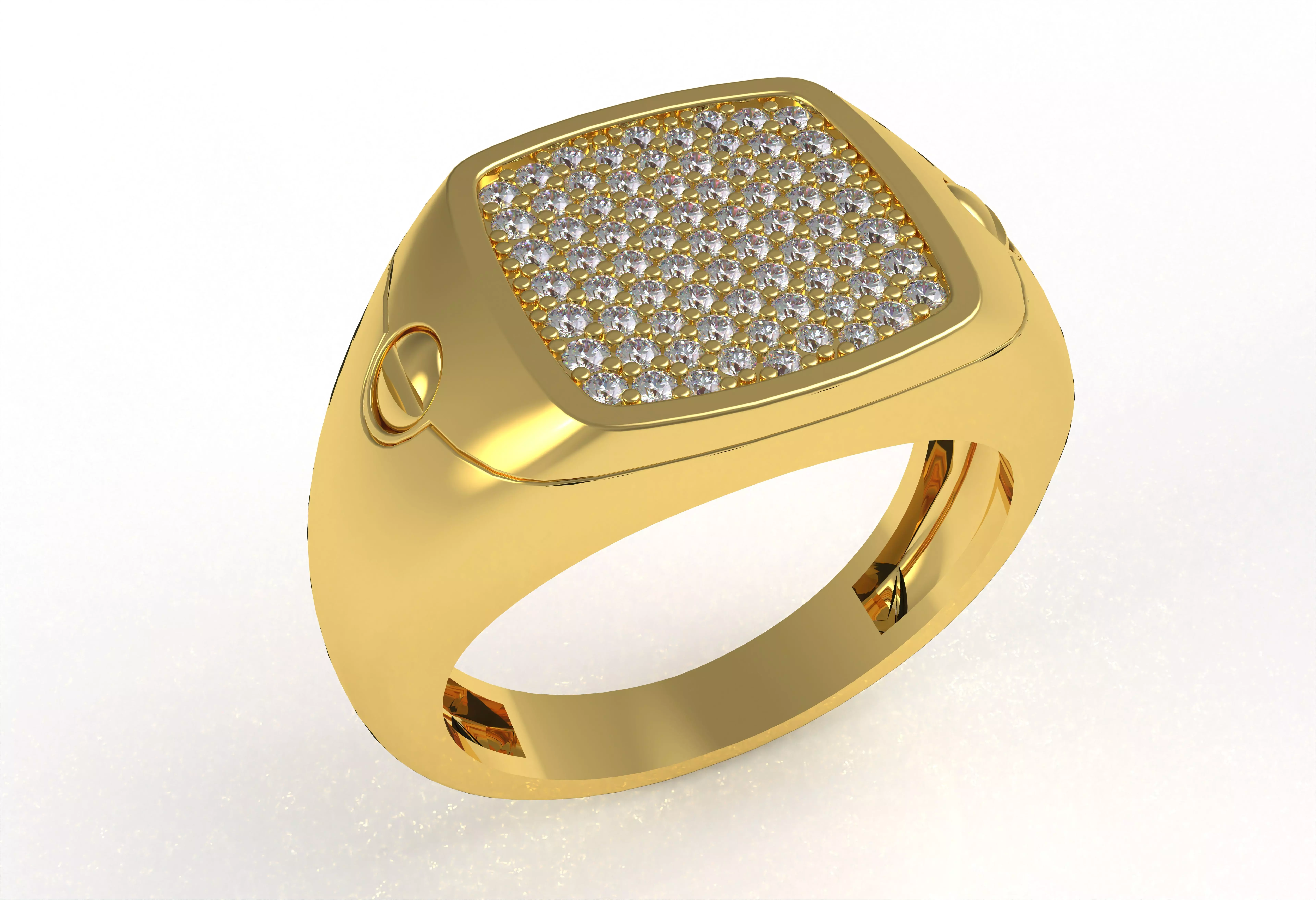 Square Signet Diamond Ring 3D print model