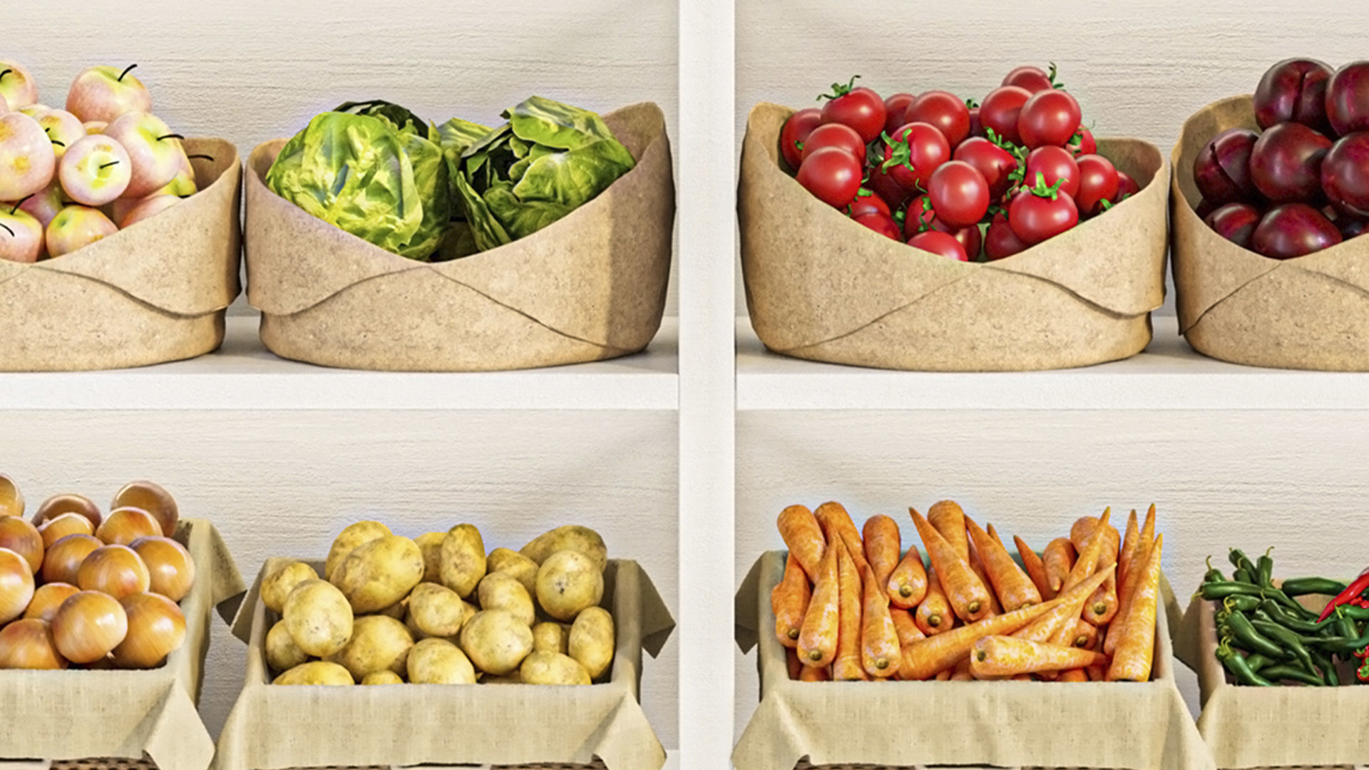 Shelf with vegetables fruits and spices  3D model_6