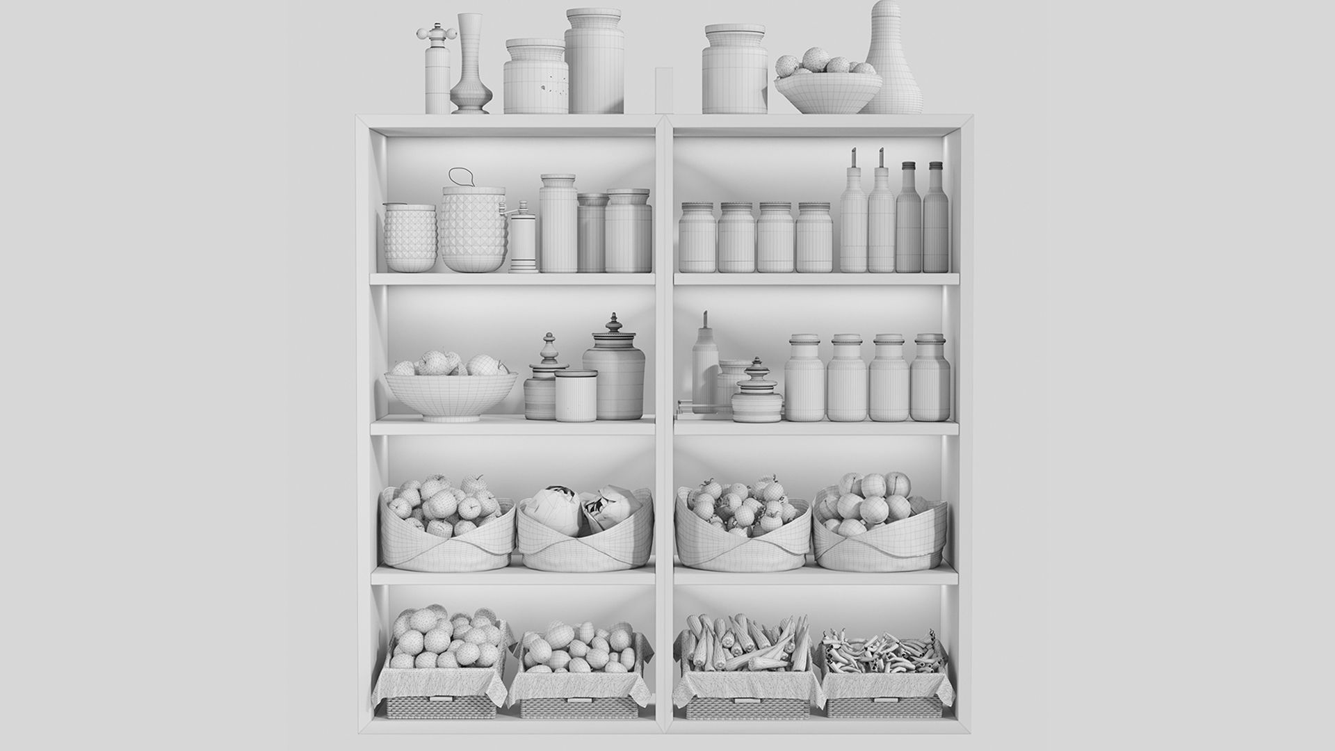Shelf with vegetables fruits and spices  3D model_1