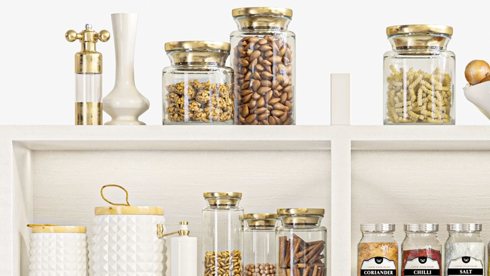 Shelf with vegetables fruits and spices  3D model_3