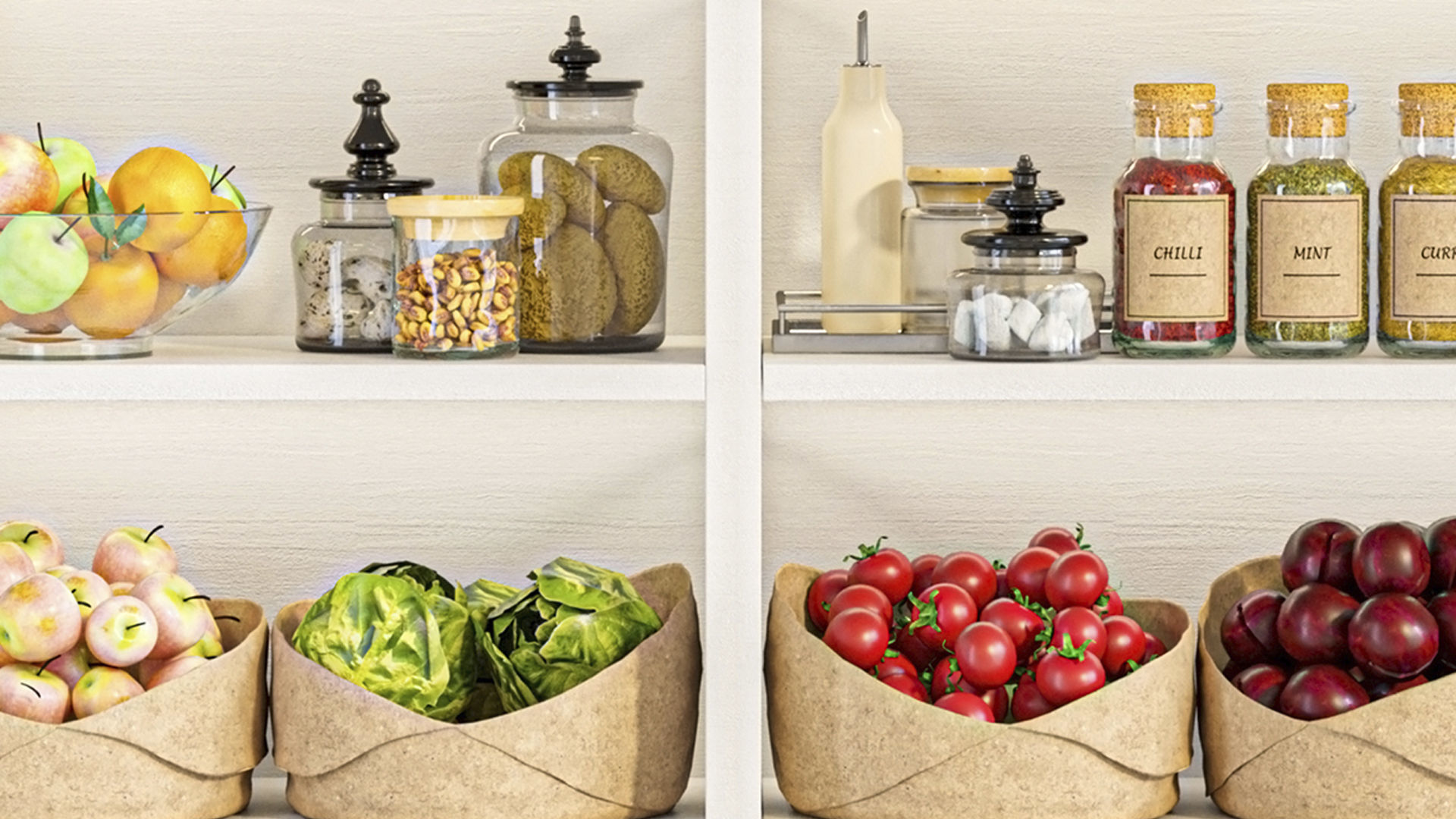 Shelf with vegetables fruits and spices  3D model_4