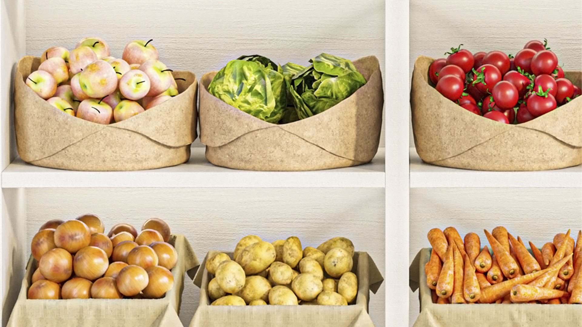 Shelf with vegetables fruits and spices  3D model_5