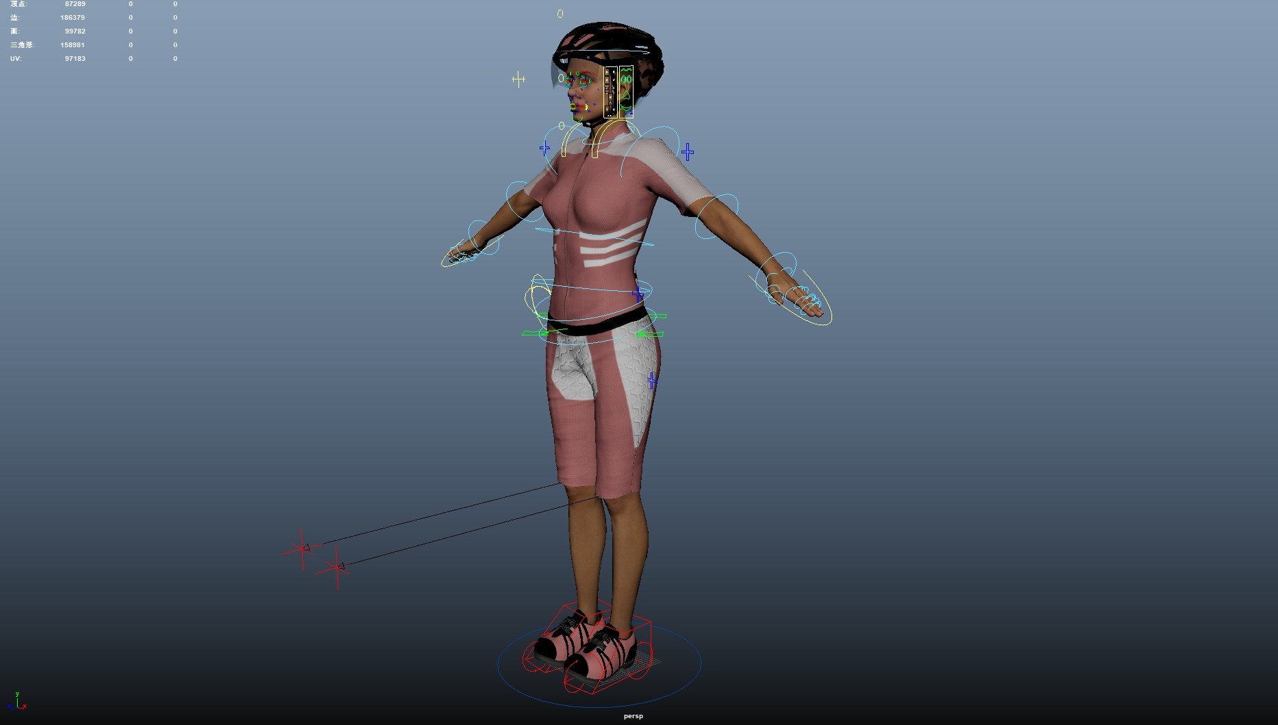 Cyclist Rigged Low-poly 3D model_23