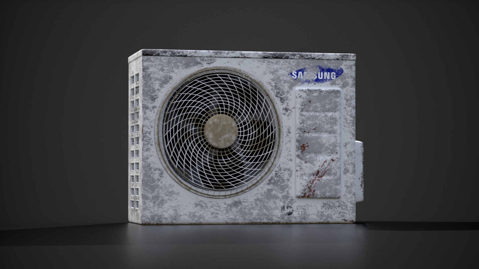 Samsung Air Conditioning Outdoor Unit Worn And New Versions Low-poly 3D model_3