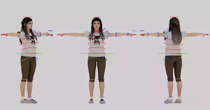 Game-Ready Stylish Teen Girl 3D Model with Rig