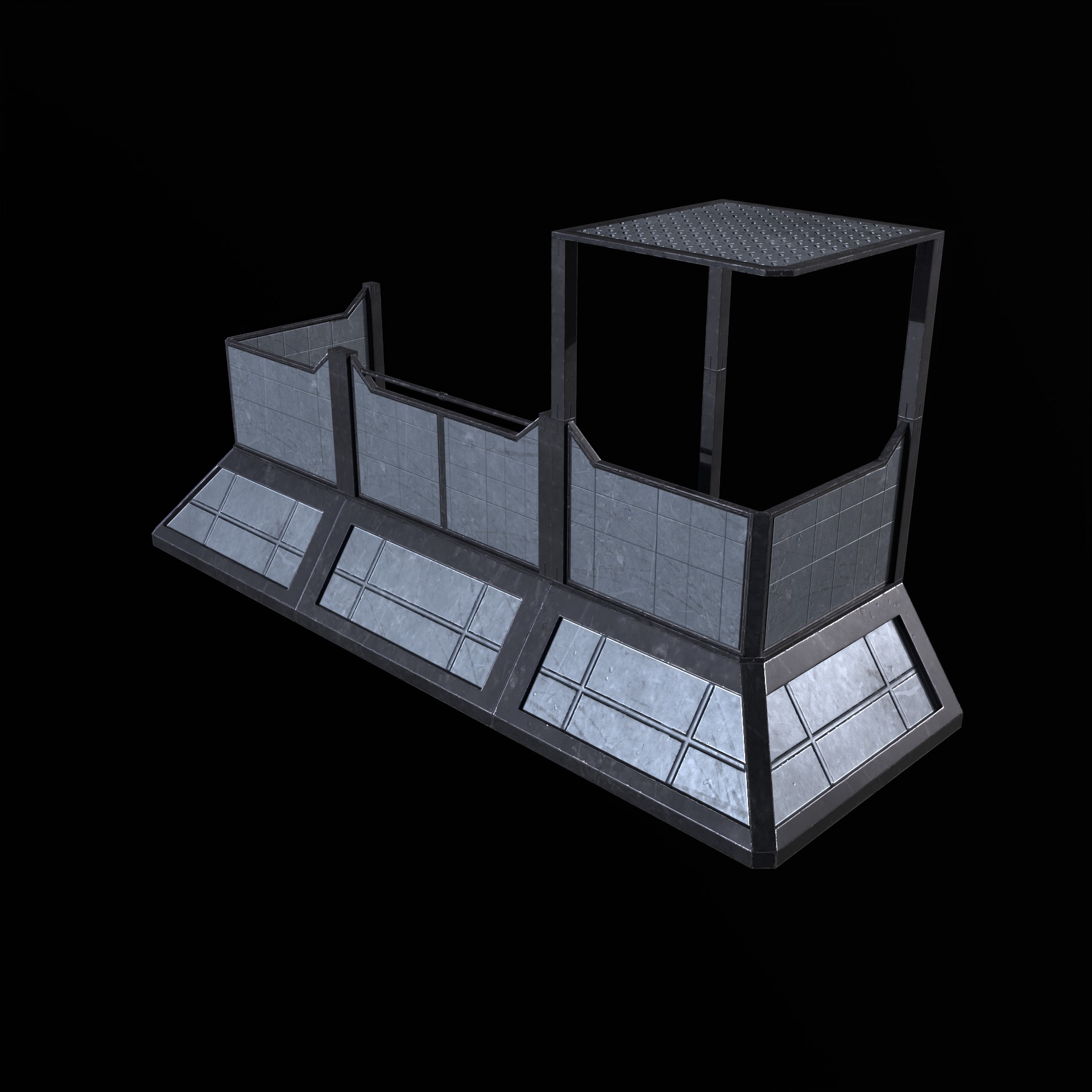 Modular Kit Outpost Walls PBR Low-poly 3D model_15
