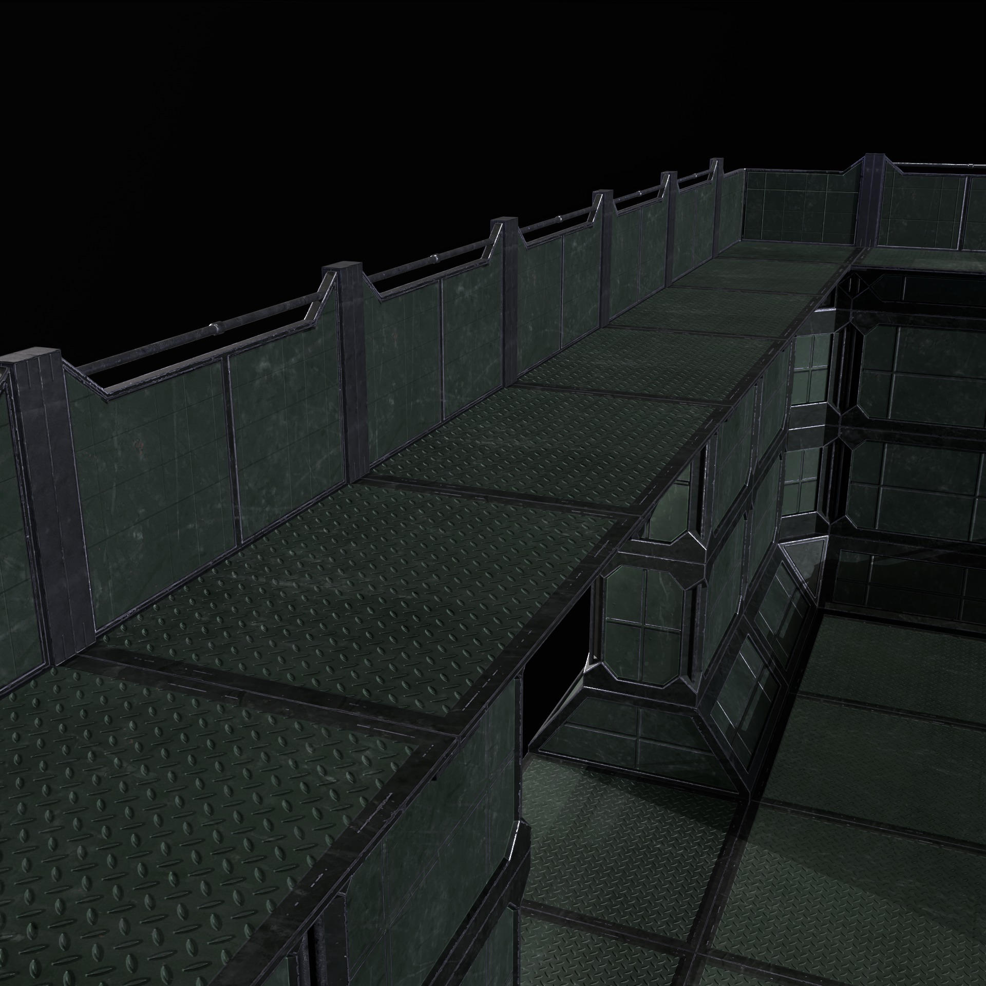 Modular Kit Outpost Walls PBR Low-poly 3D model_9