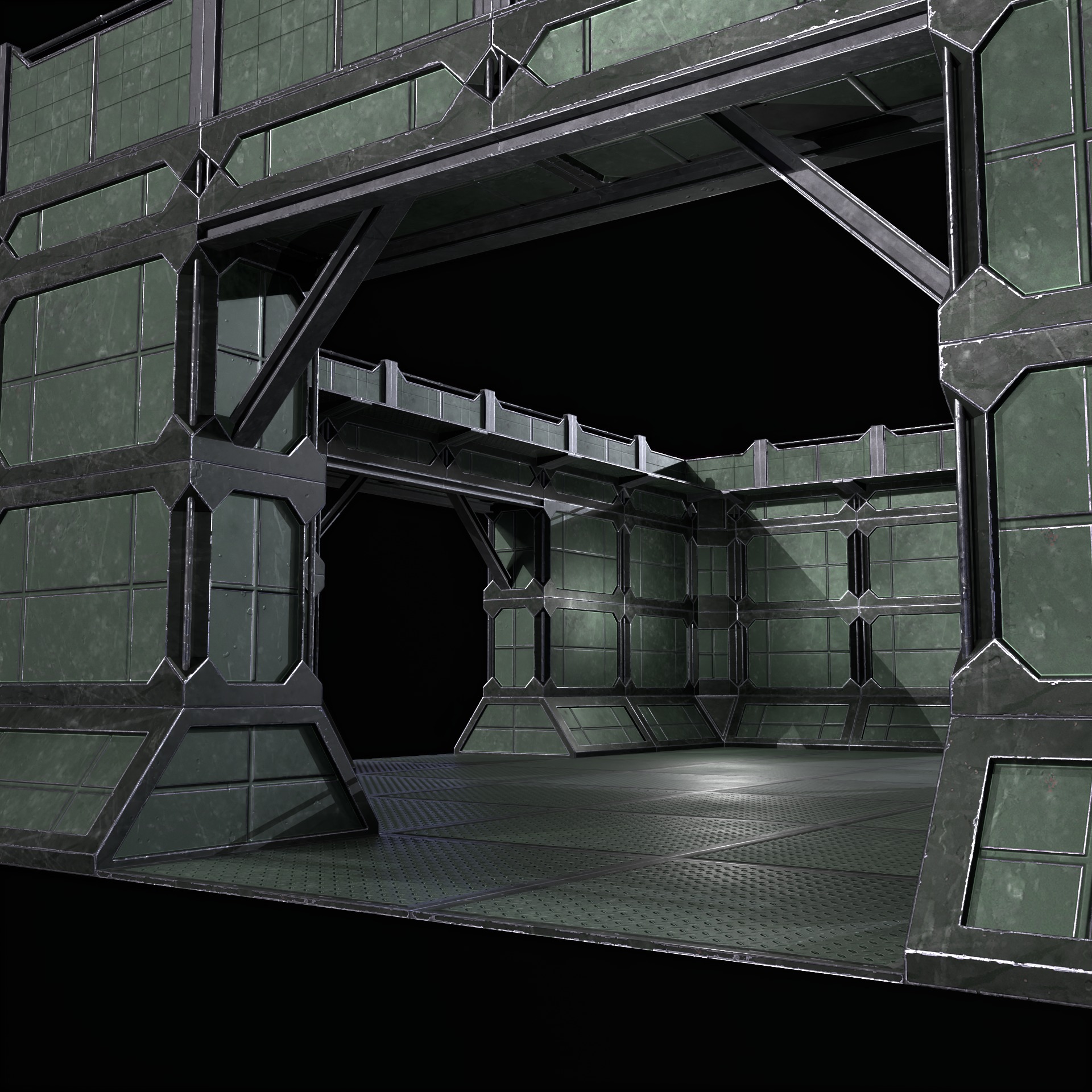 Modular Kit Outpost Walls PBR Low-poly 3D model_8