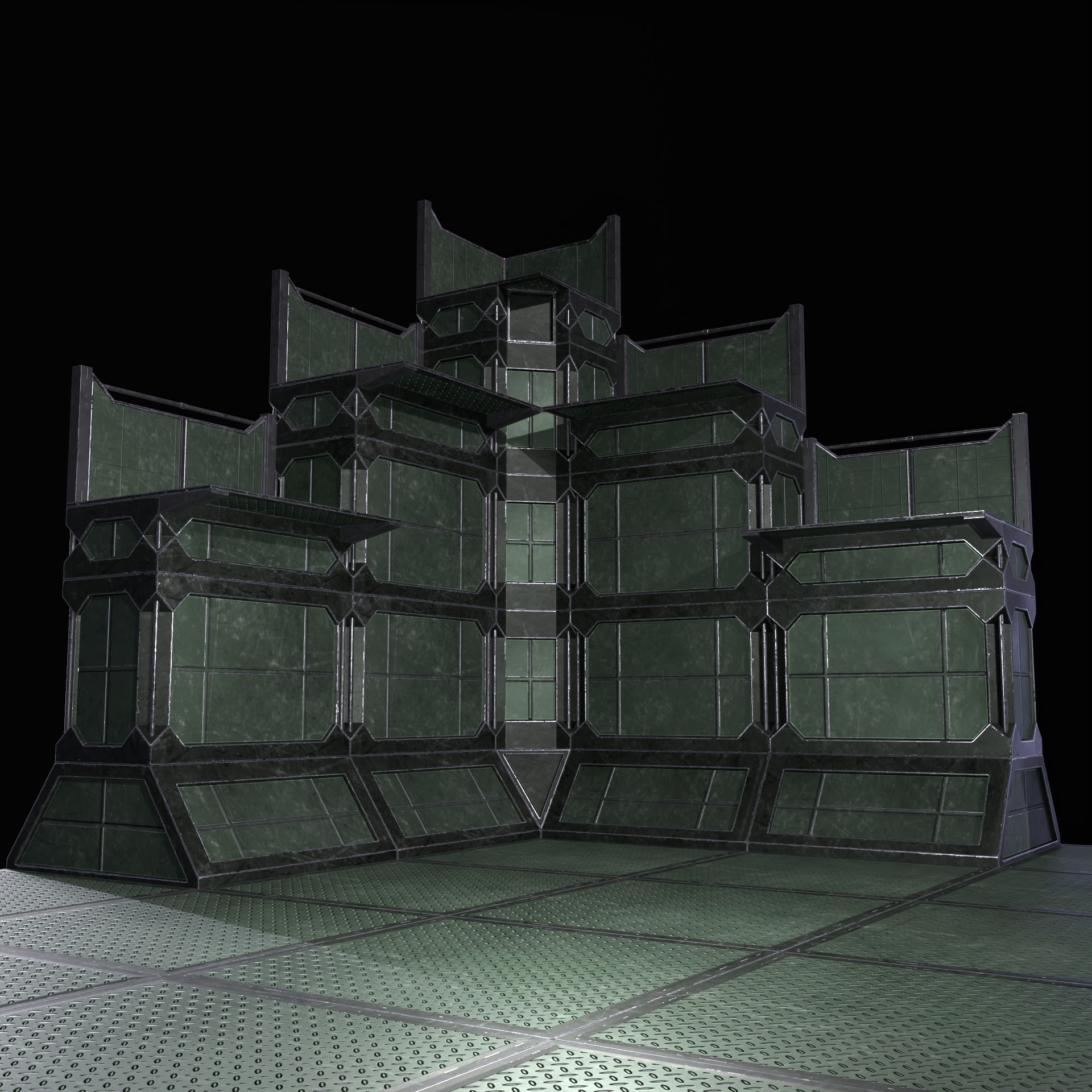 Modular Kit Outpost Walls PBR Low-poly 3D model_11