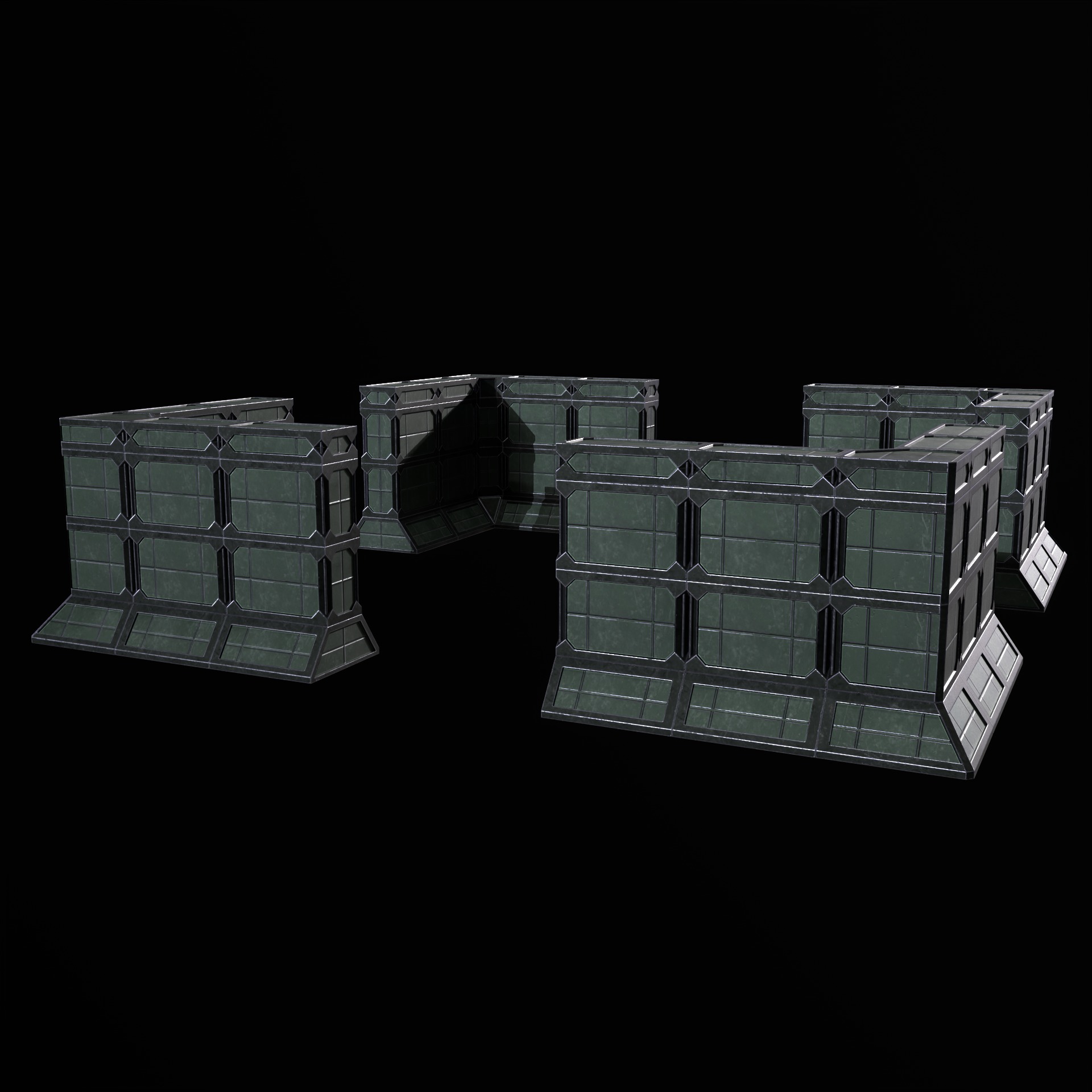 Modular Kit Outpost Walls PBR Low-poly 3D model_5