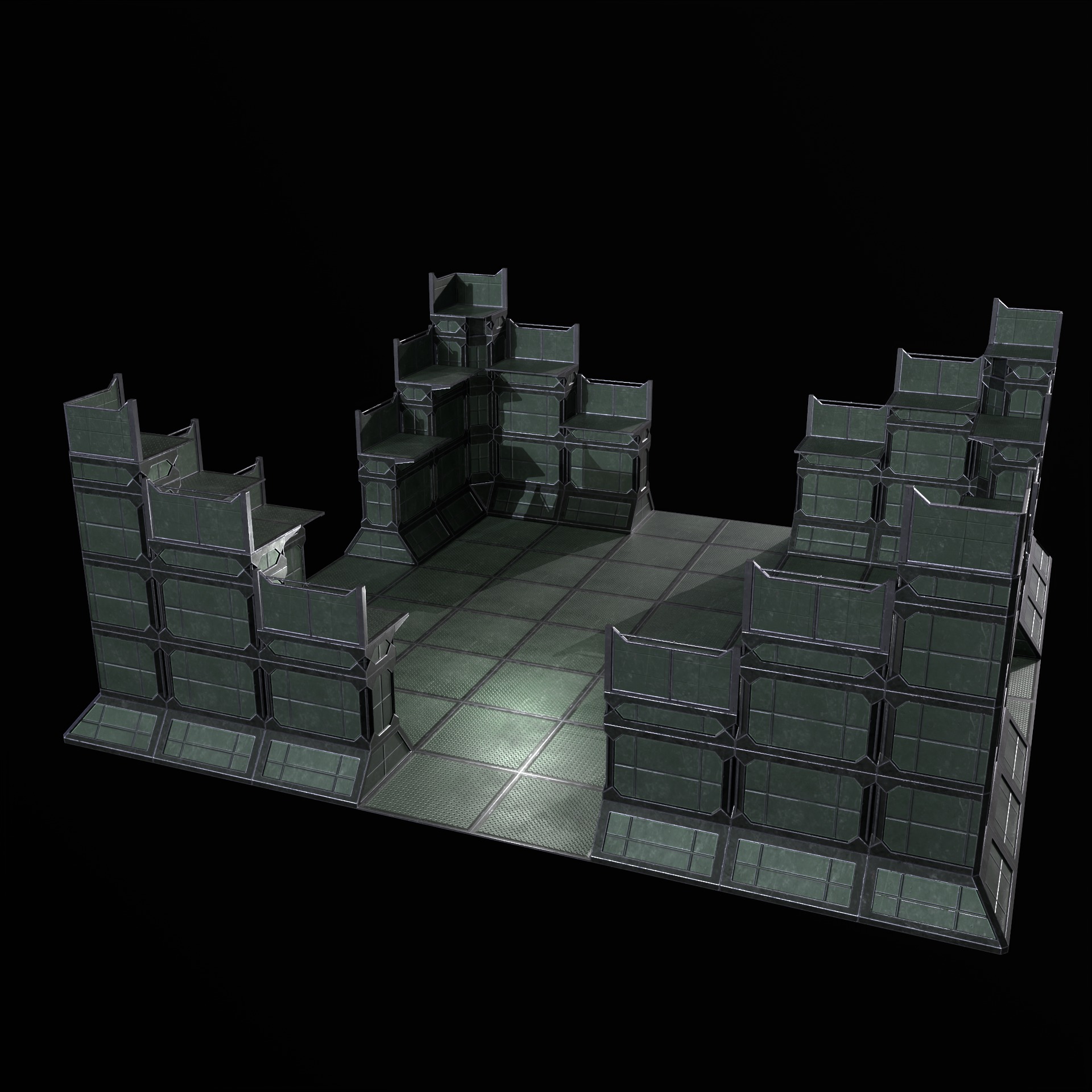 Modular Kit Outpost Walls PBR Low-poly 3D model_10