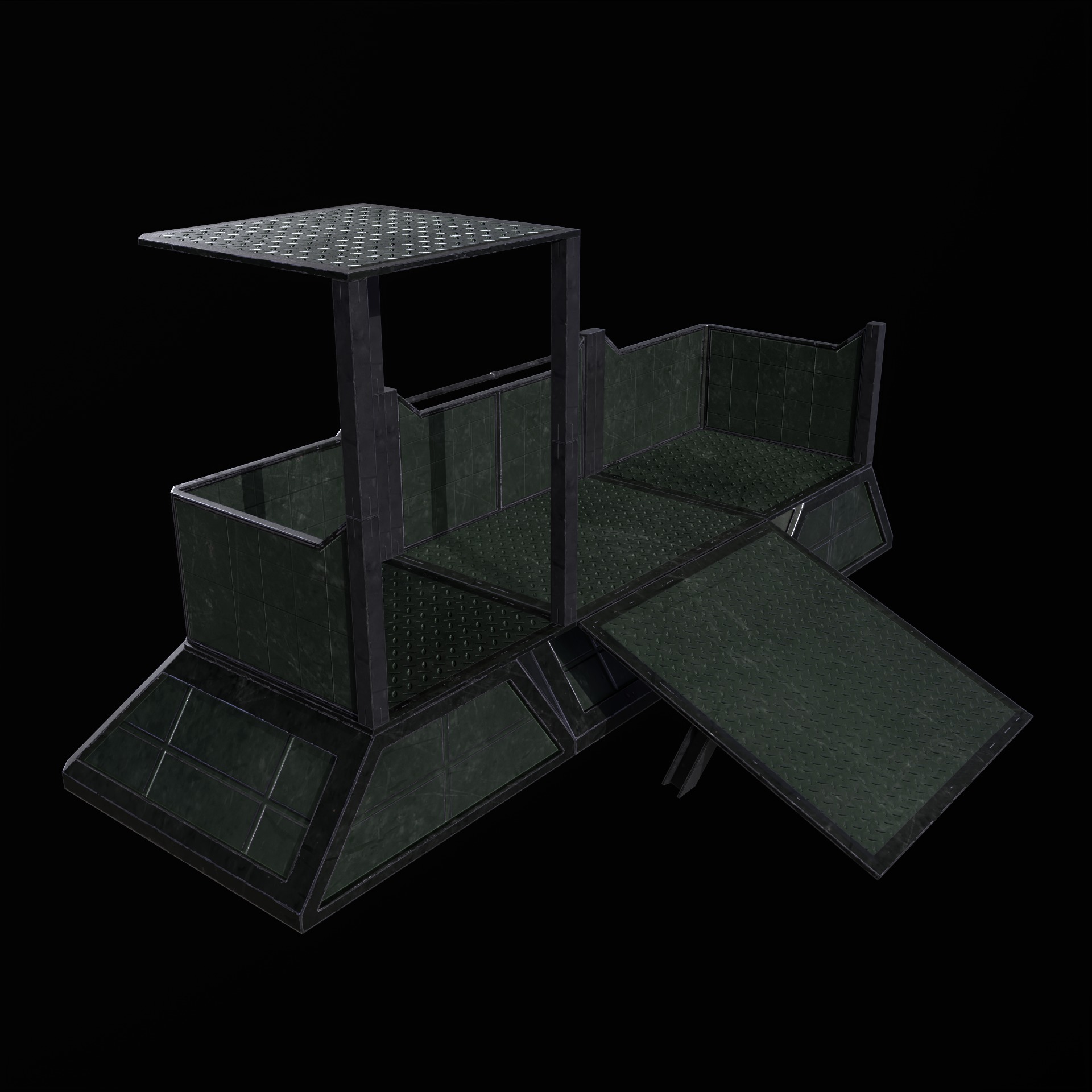 Modular Kit Outpost Walls PBR Low-poly 3D model_13