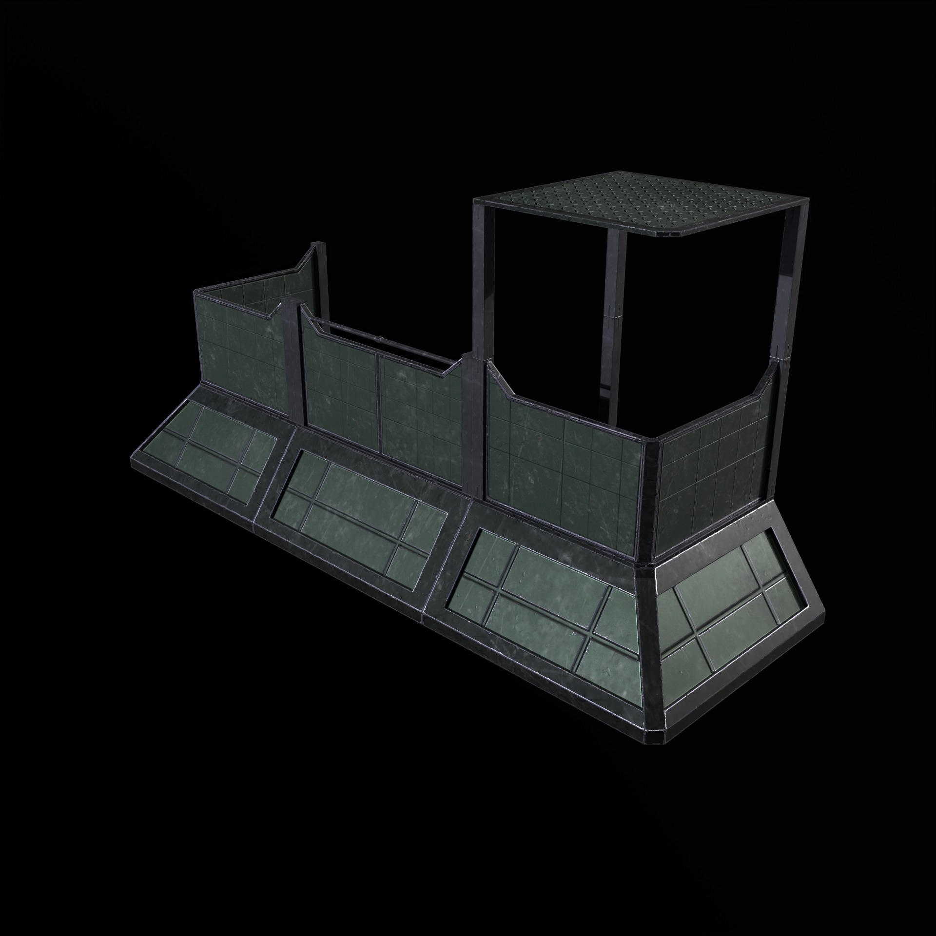 Modular Kit Outpost Walls PBR Low-poly 3D model_12