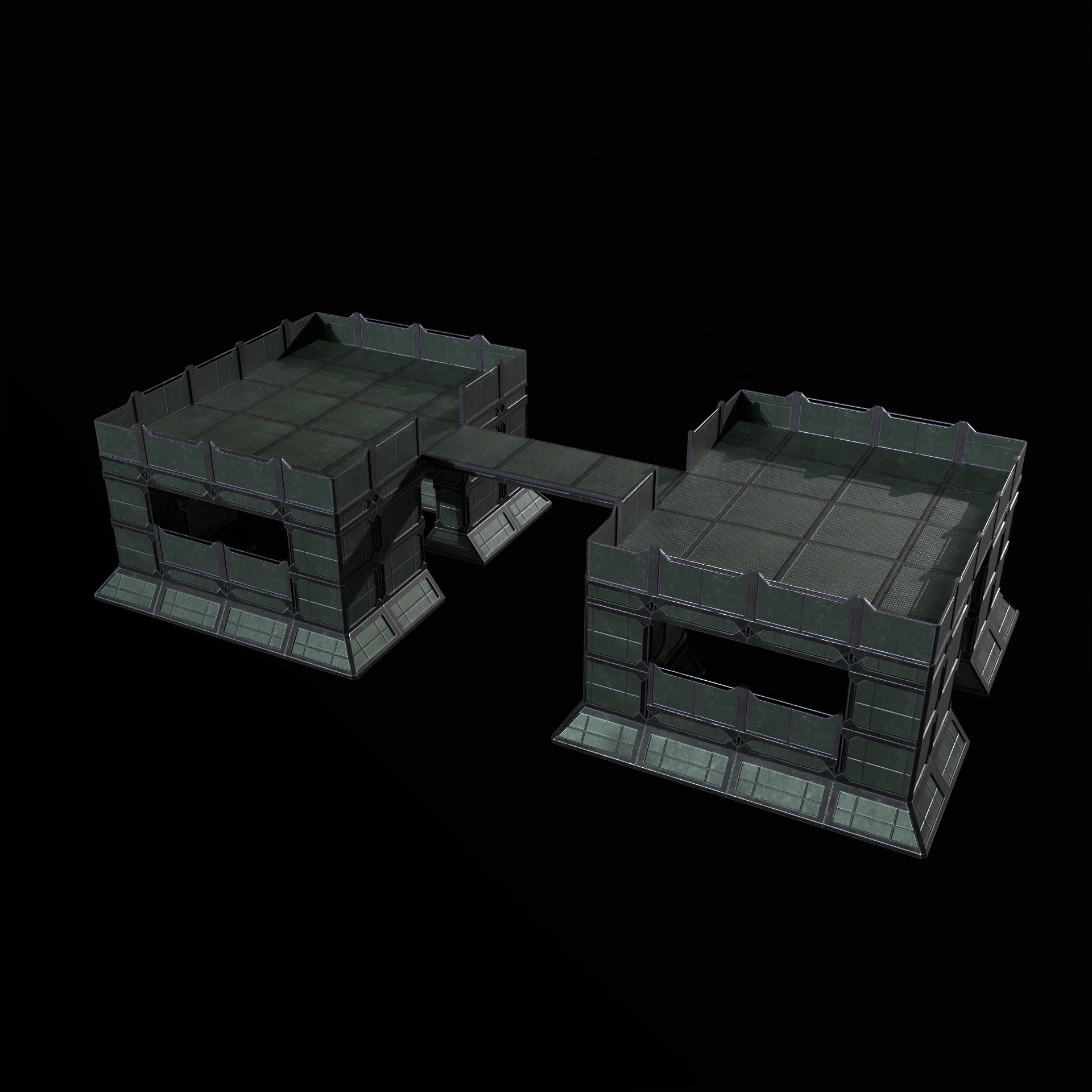 Modular Kit Outpost Walls PBR Low-poly 3D model_4