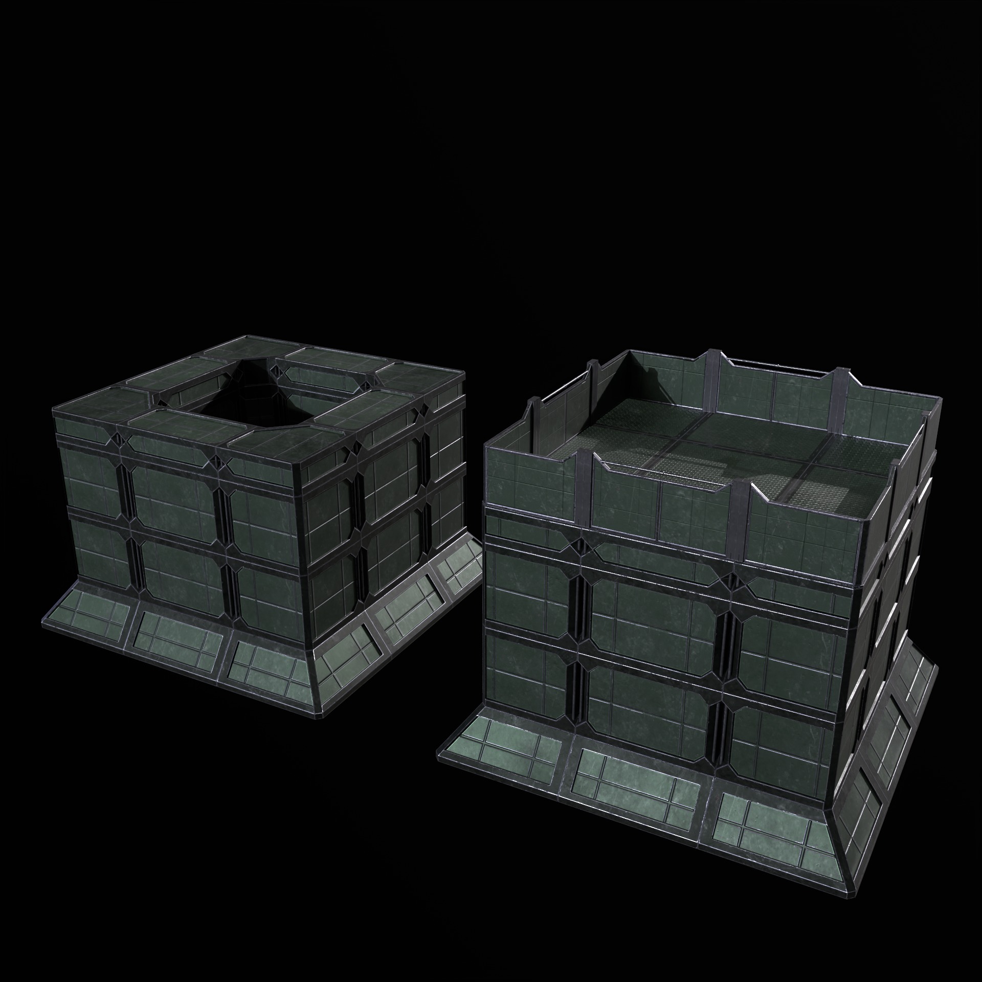 Modular Kit Outpost Walls PBR Low-poly 3D model_6