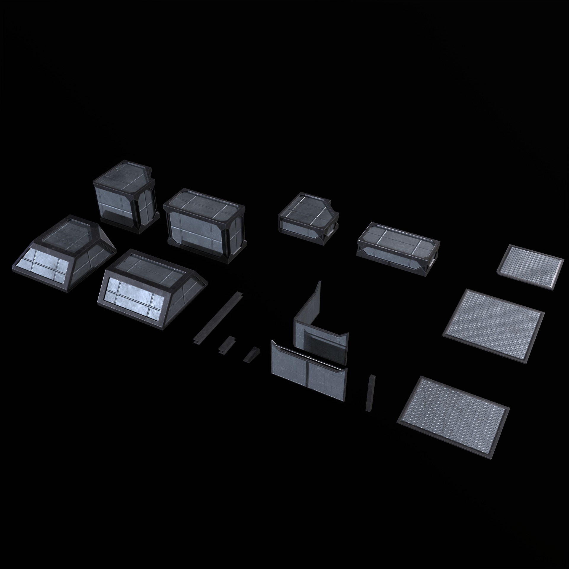 Modular Kit Outpost Walls PBR Low-poly 3D model_19