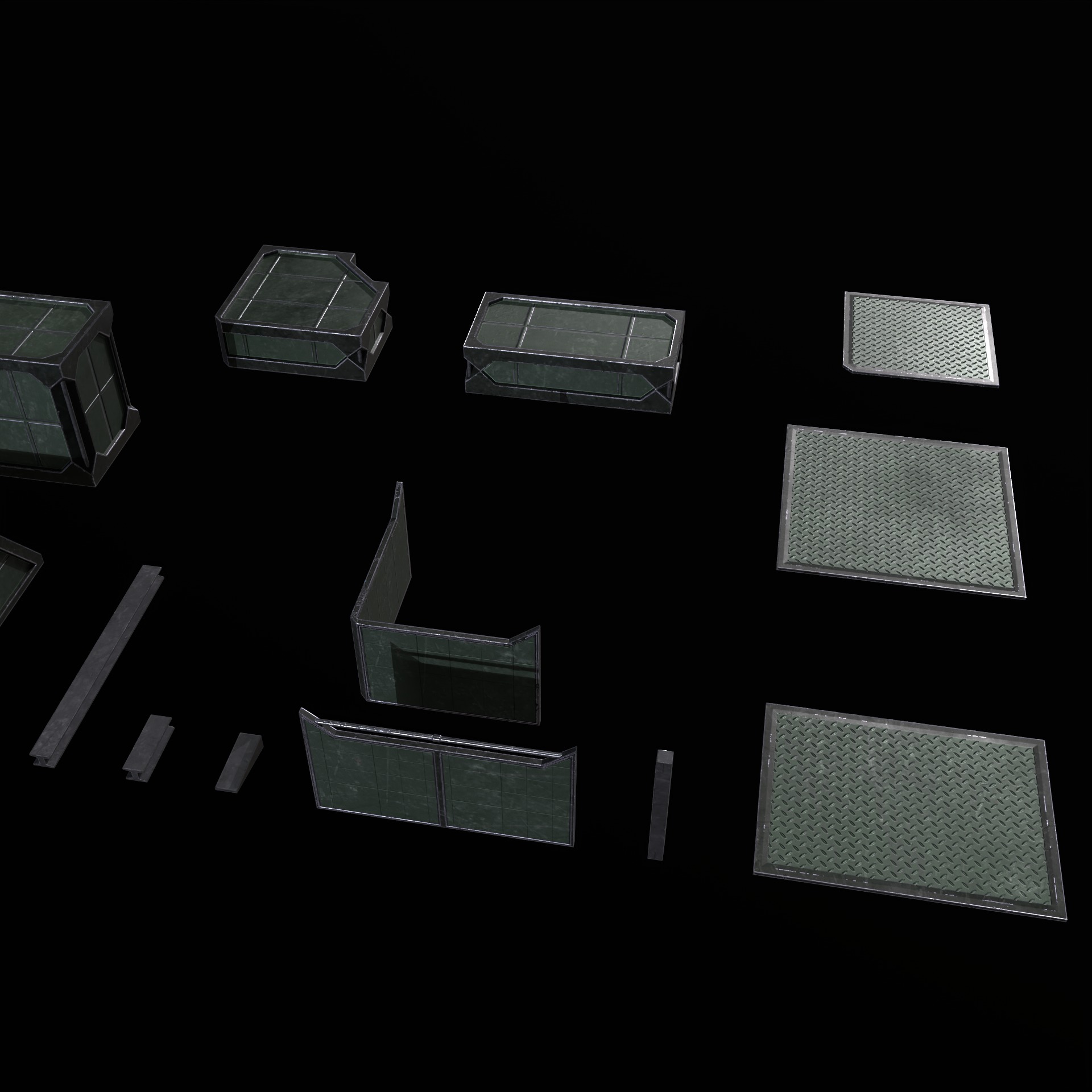 Modular Kit Outpost Walls PBR Low-poly 3D model_22