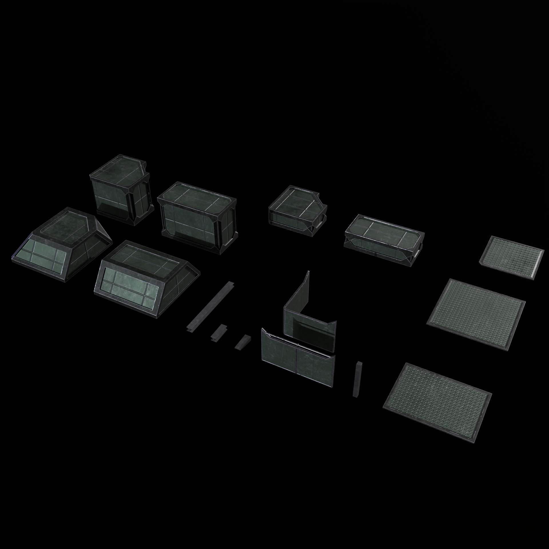 Modular Kit Outpost Walls PBR Low-poly 3D model_3