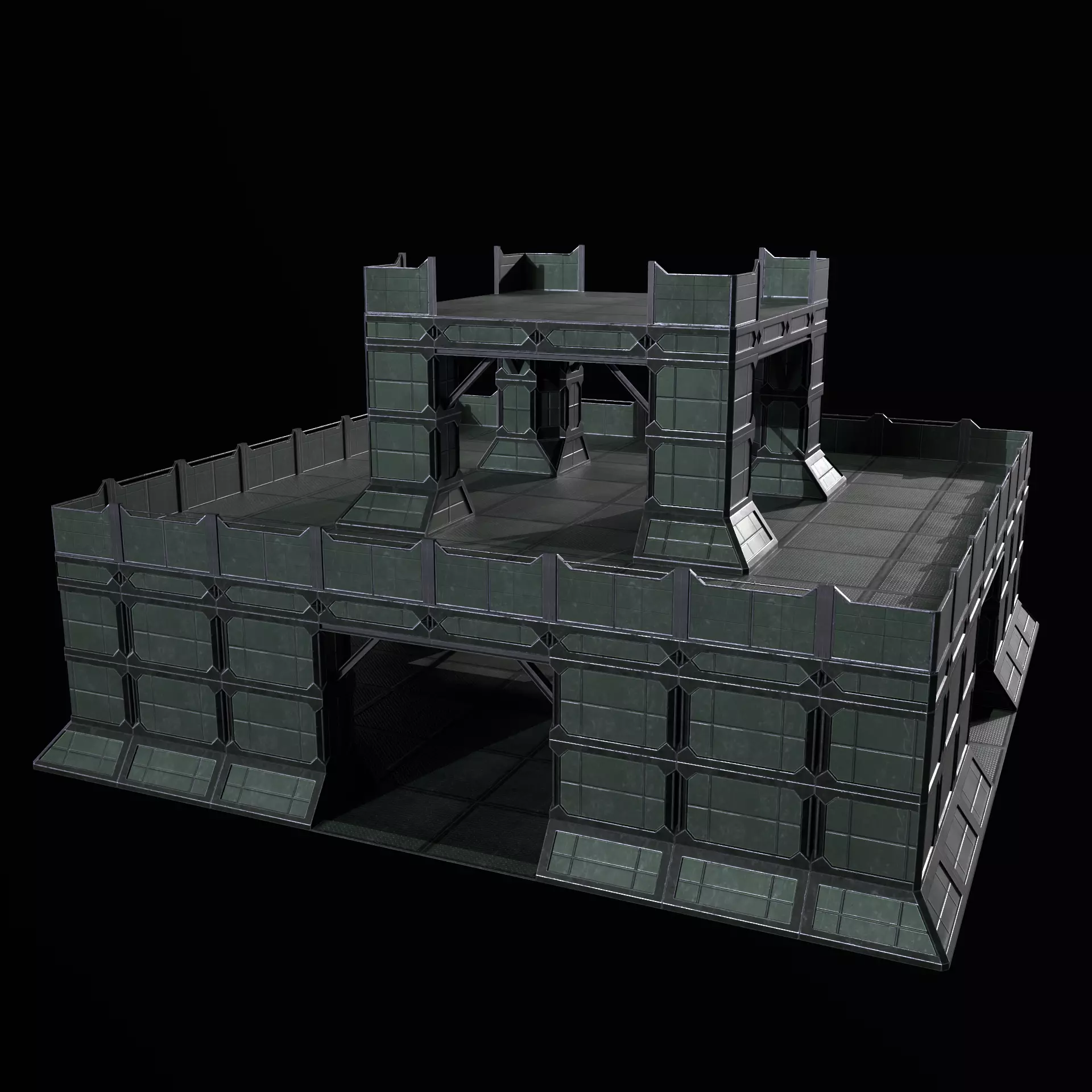 Modular Kit Outpost Walls PBR Low-poly 3D model_0